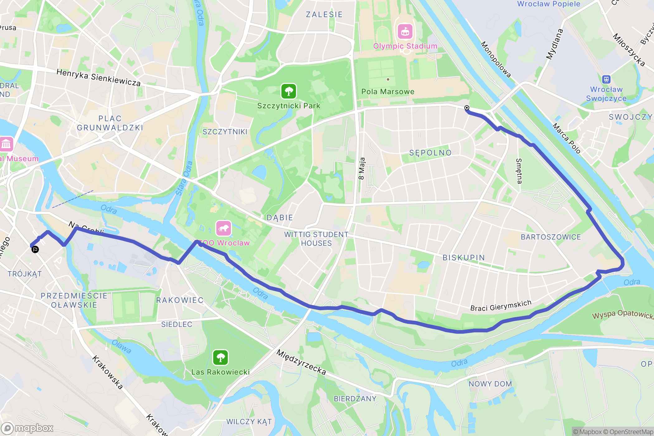 Wrocław: mapa trasy - Poland