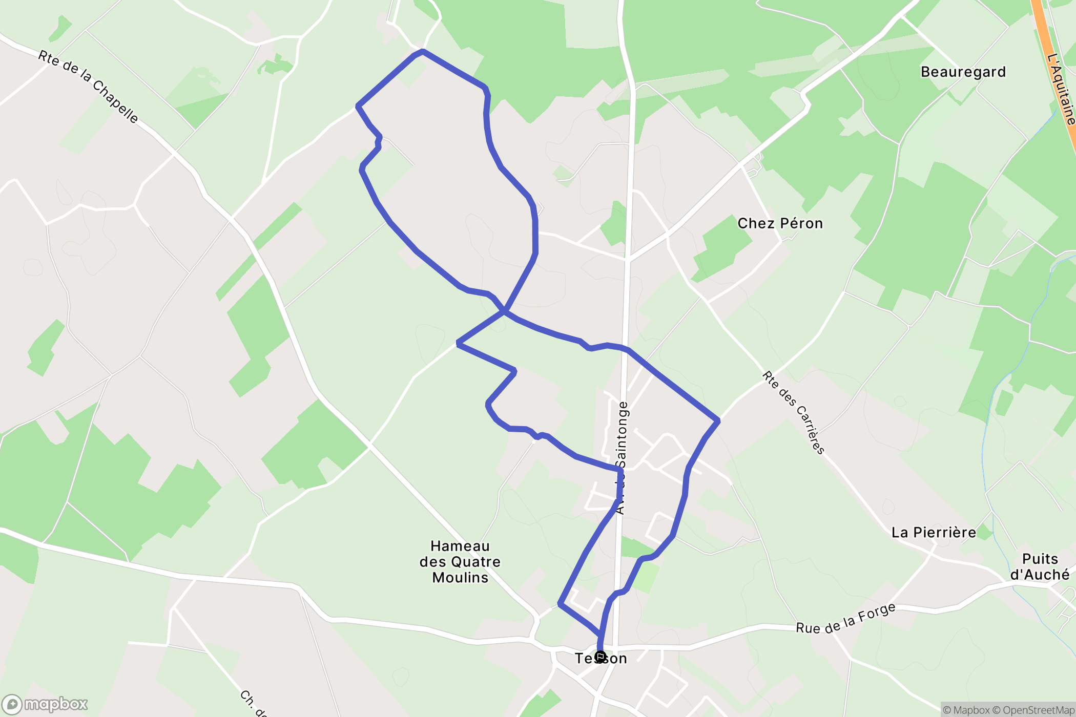 Tesson : carte du parcours de randonnée - France