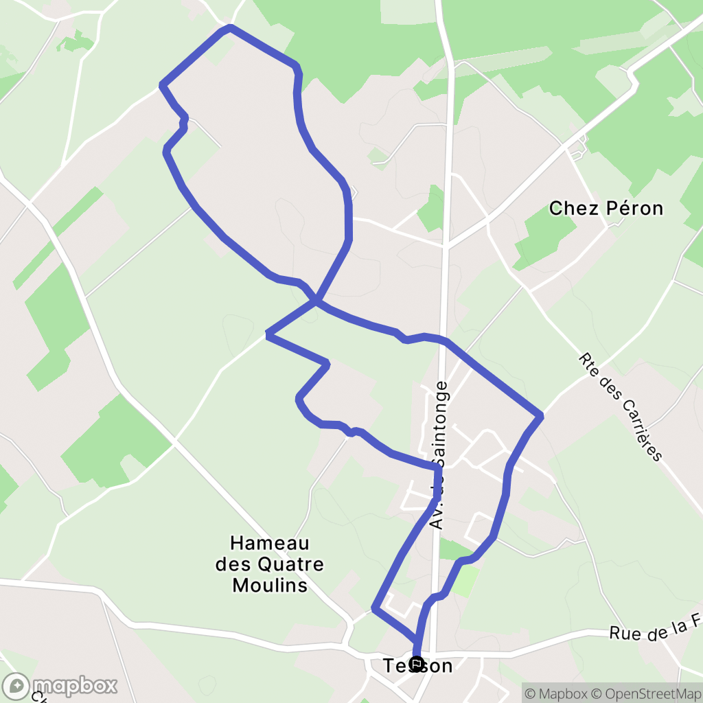 Tesson : carte du parcours de randonnée - France