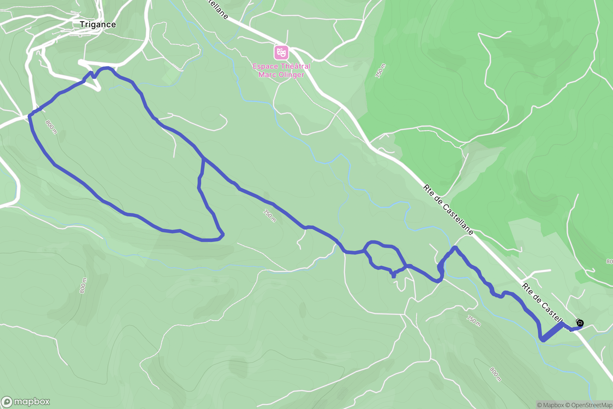 Trigance : carte du parcours de randonnée - France