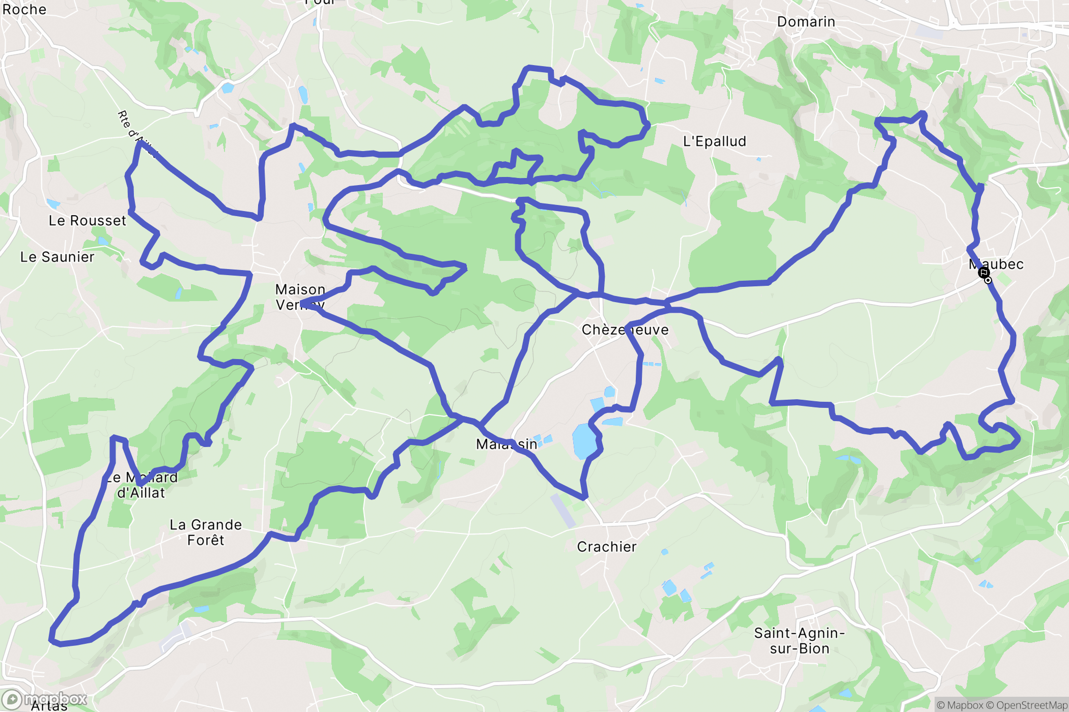 Maubec : carte du parcours de randonnée - France
