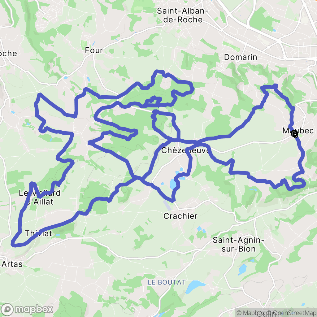 Maubec : carte du parcours de randonnée - France