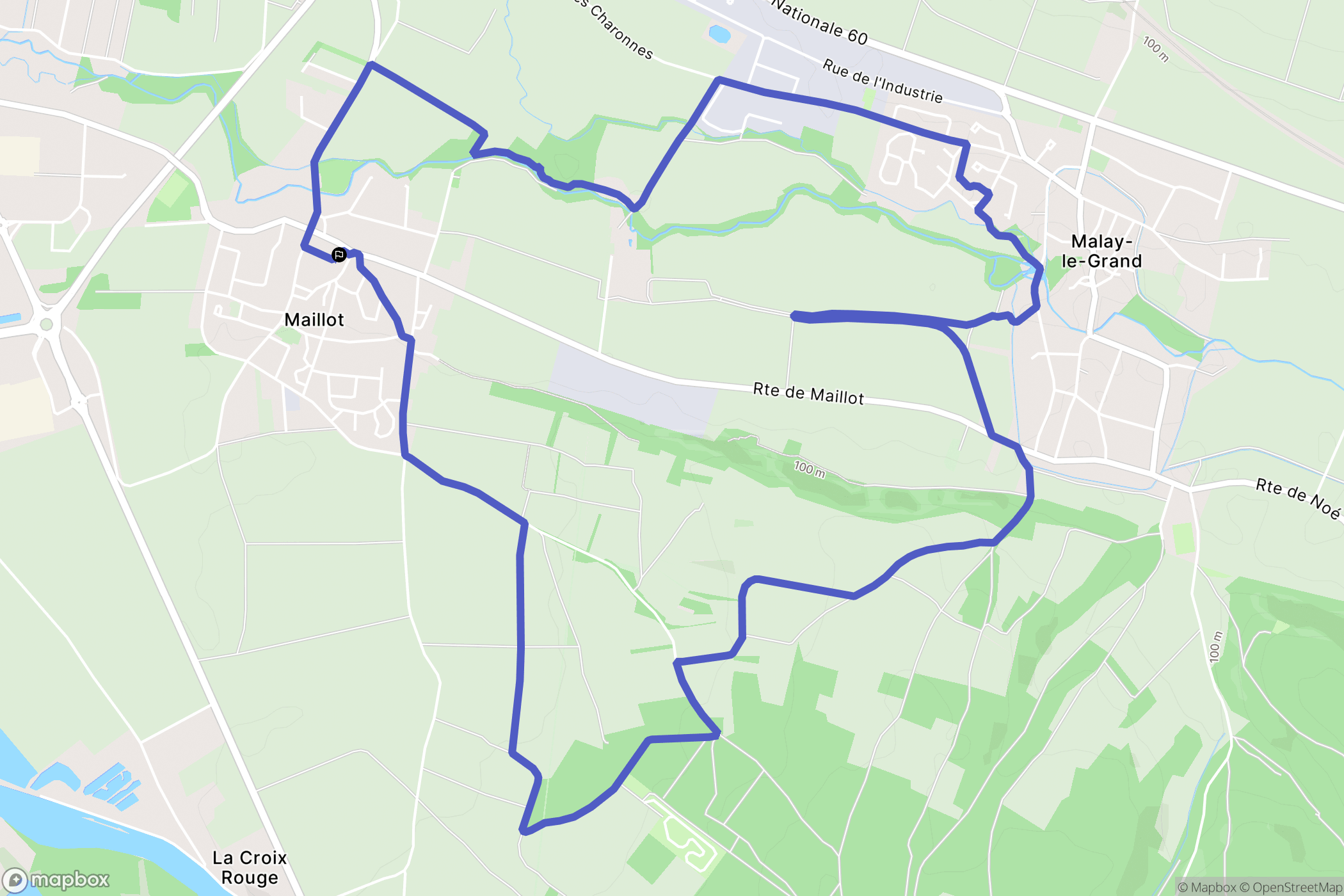 Maillot : carte du parcours de randonnée - France