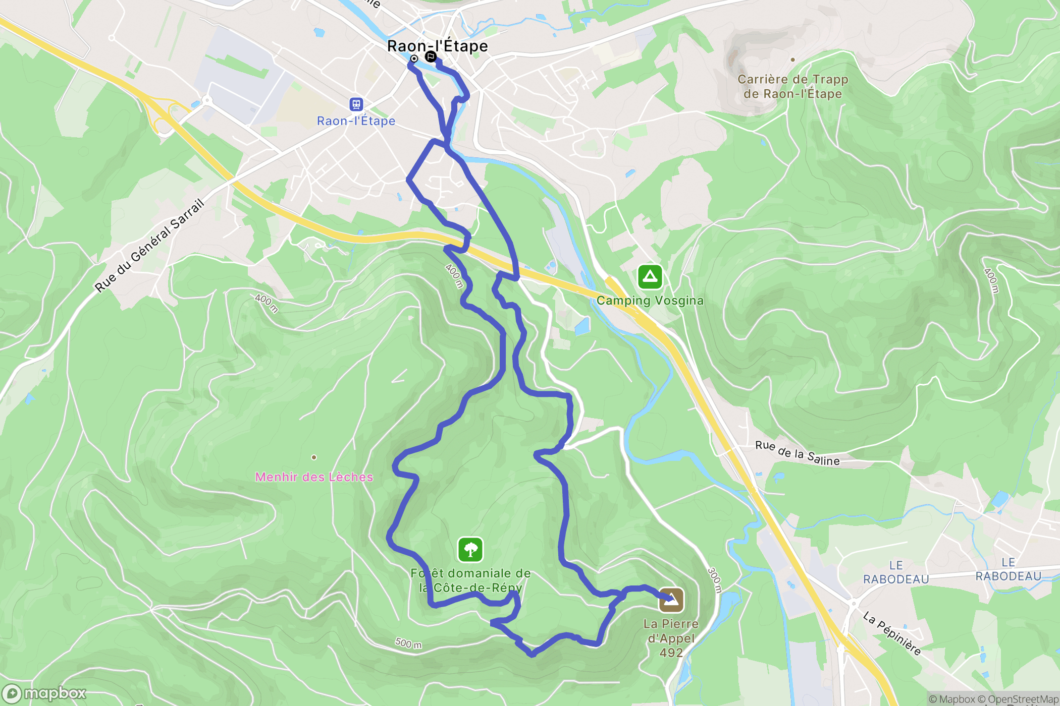 Raon-l'Étape : carte du parcours de randonnée - France