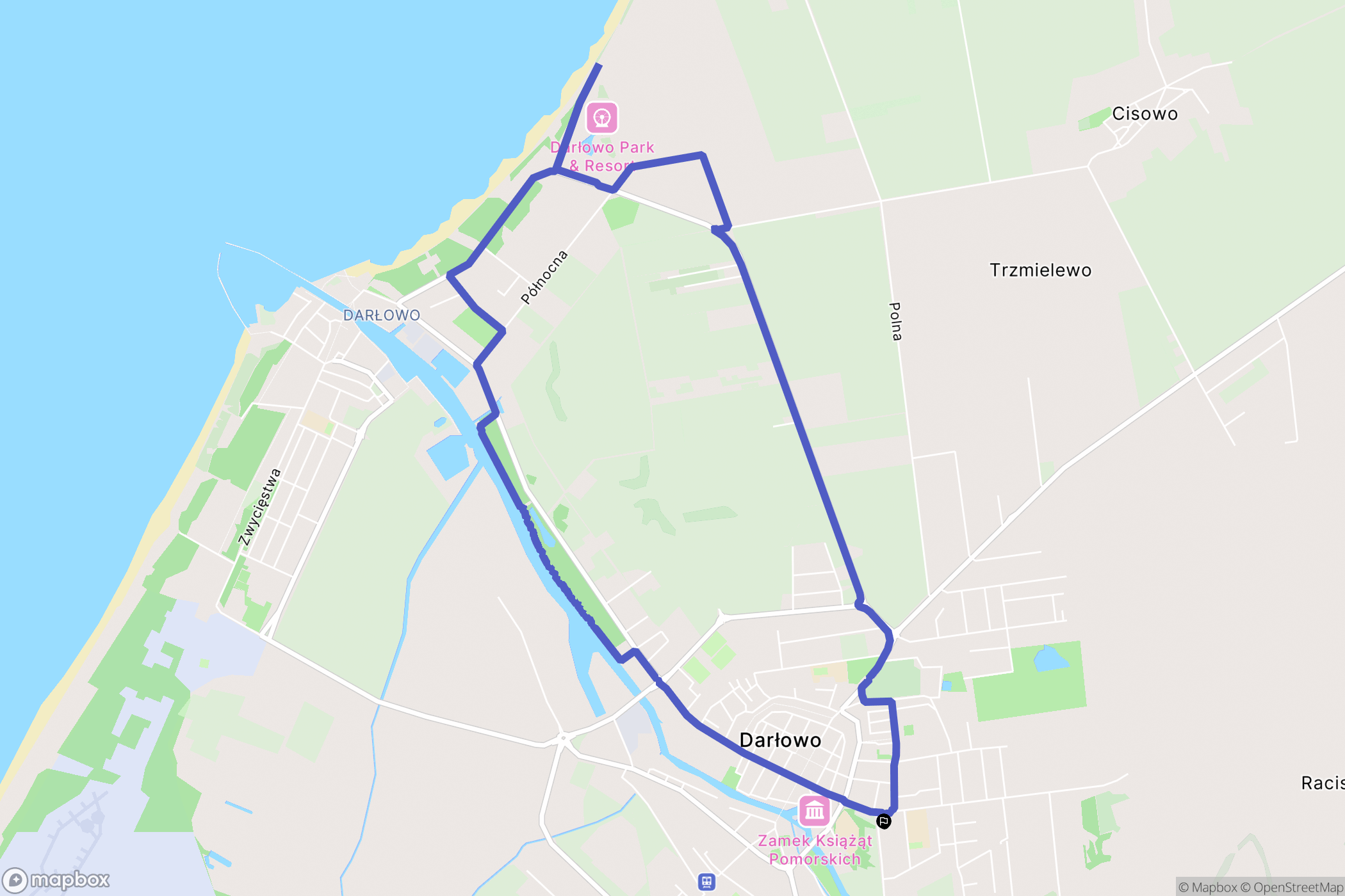 Darłowo: mapa trasy - Poland