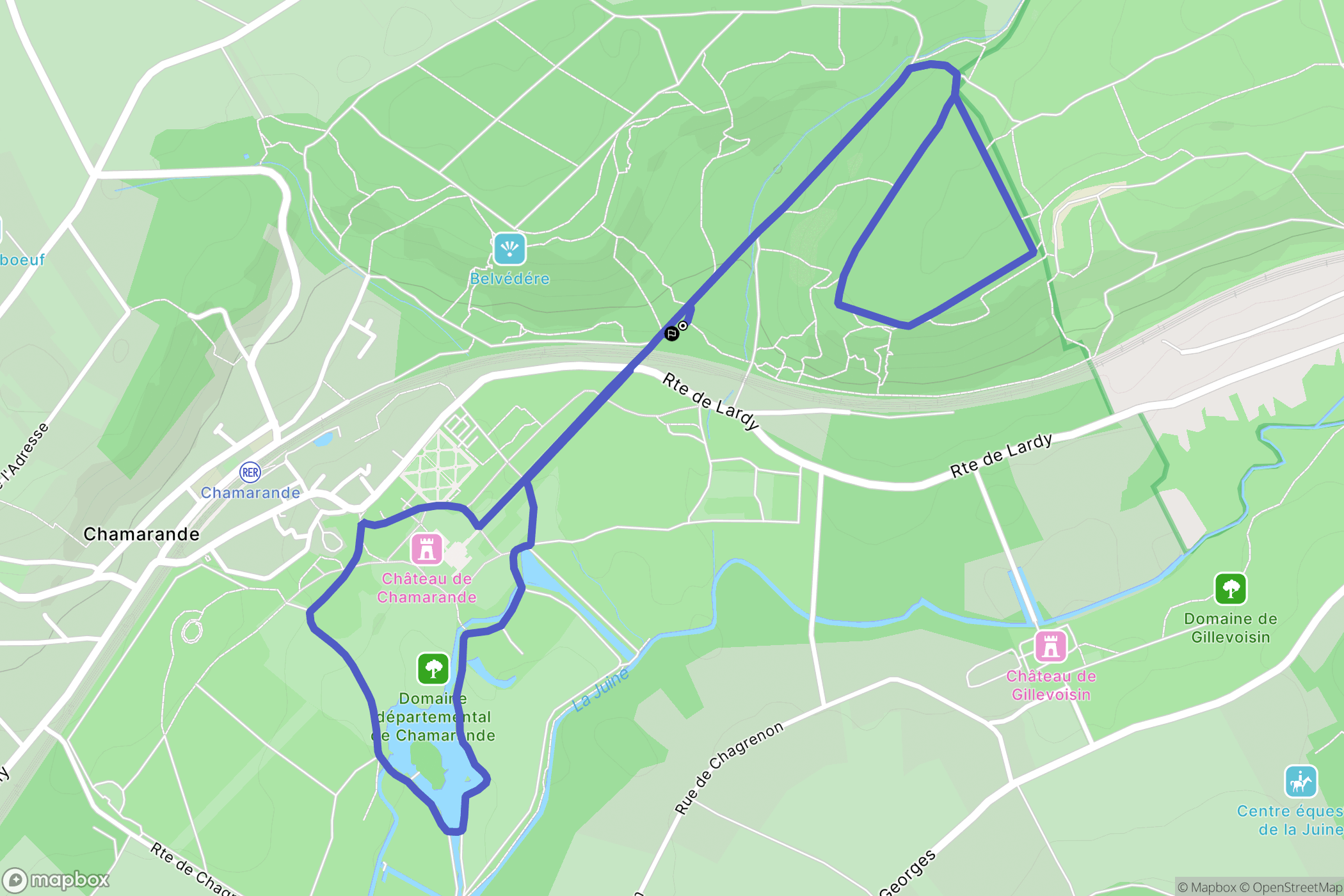 Chamarande : carte du parcours de randonnée - France