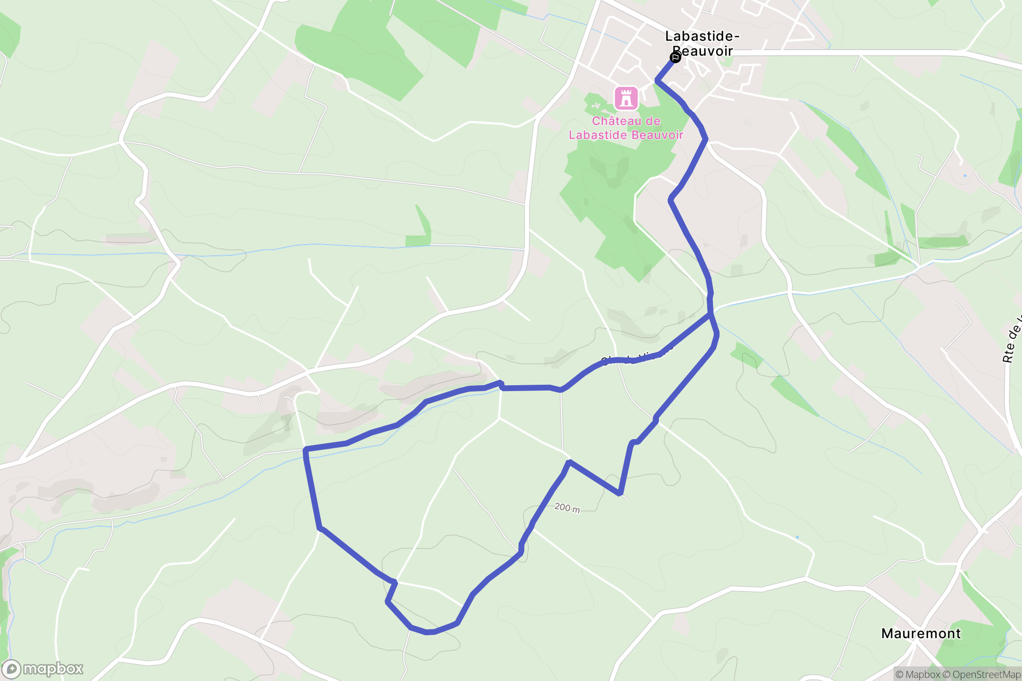 Labastide-Beauvoir : carte du parcours de randonnée - France