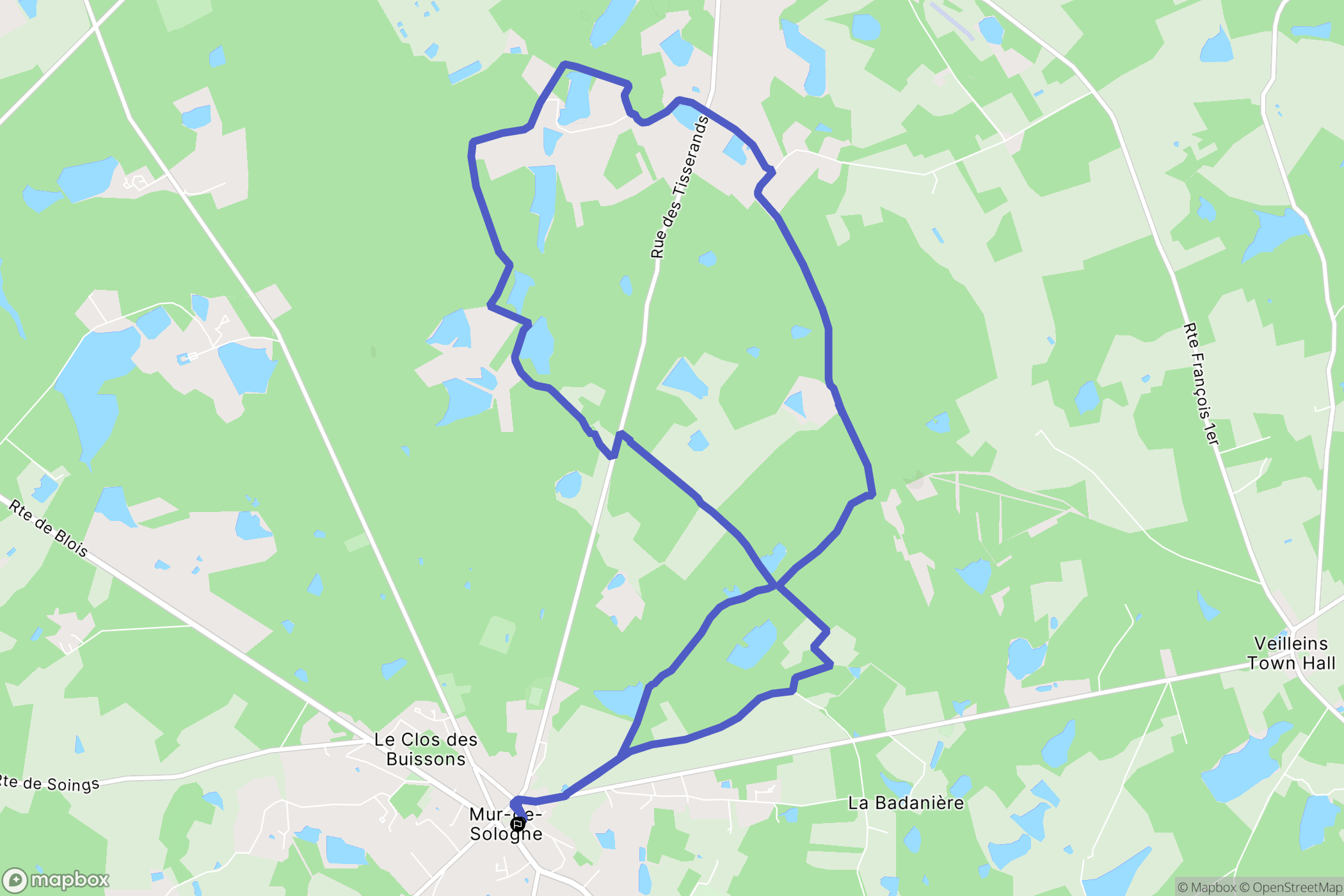 Mur-de-Sologne : carte du parcours de randonnée - France
