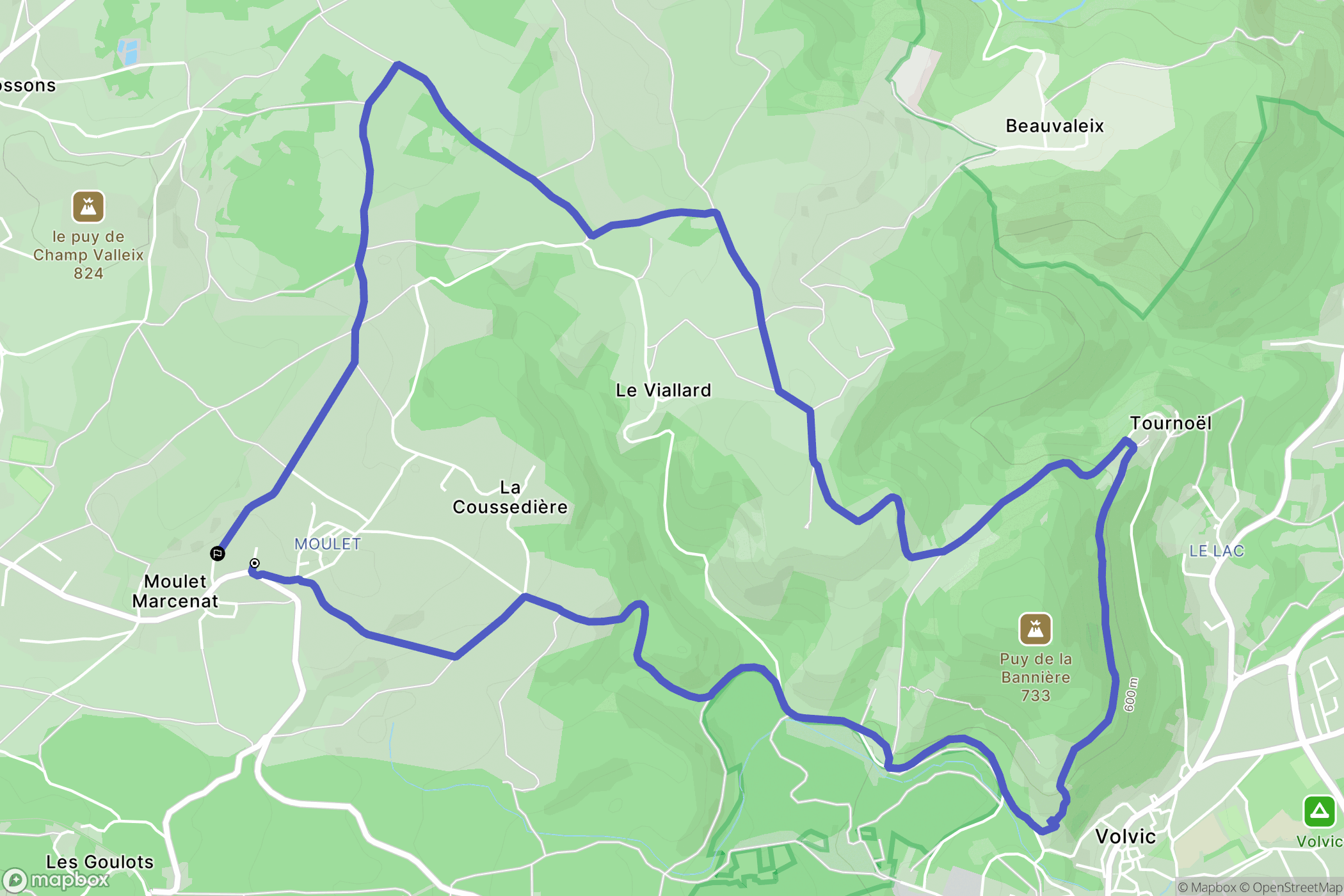 Volvic : carte du parcours de randonnée - France