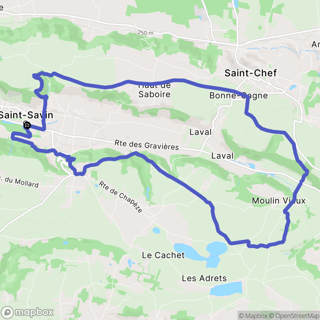 Saint-Savin : carte du parcours de randonnée - France