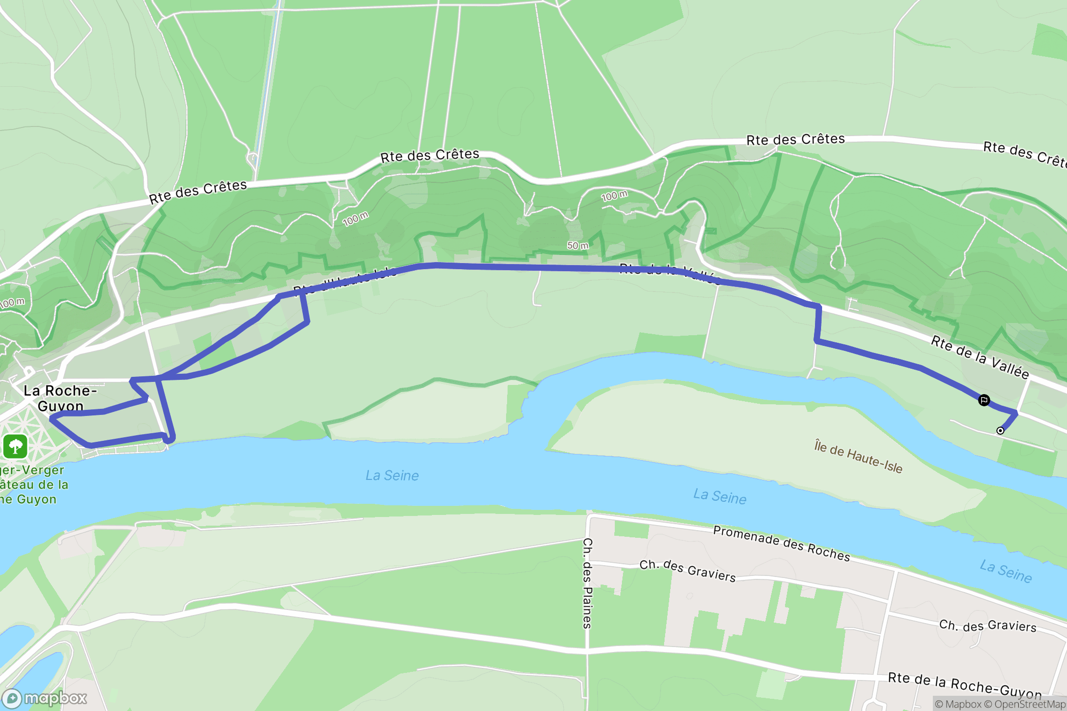 Haute-Isle : carte du parcours de randonnée - France