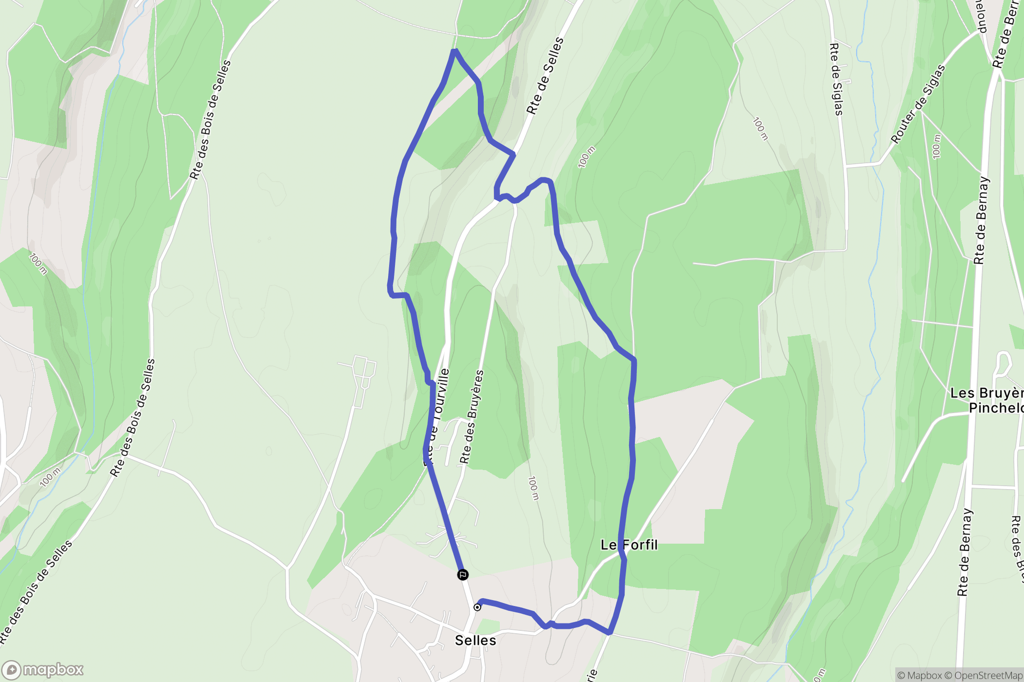 Selles : carte du parcours de randonnée - France