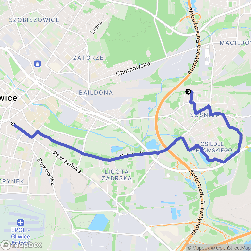 Gliwice: mapa trasy - Poland