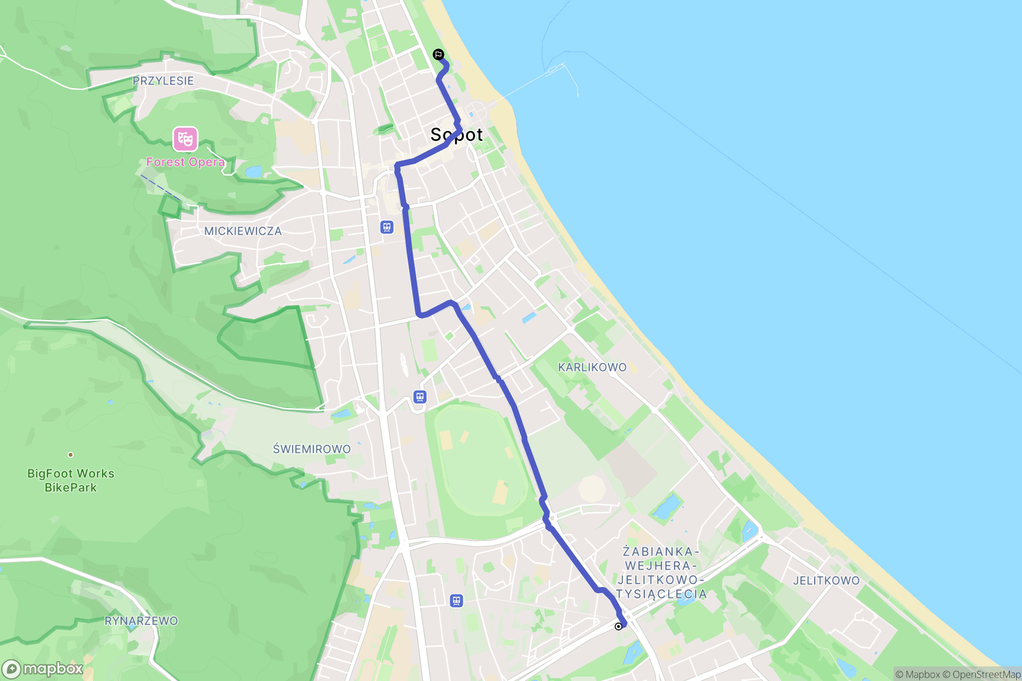 Gdańsk: mapa trasy - Poland