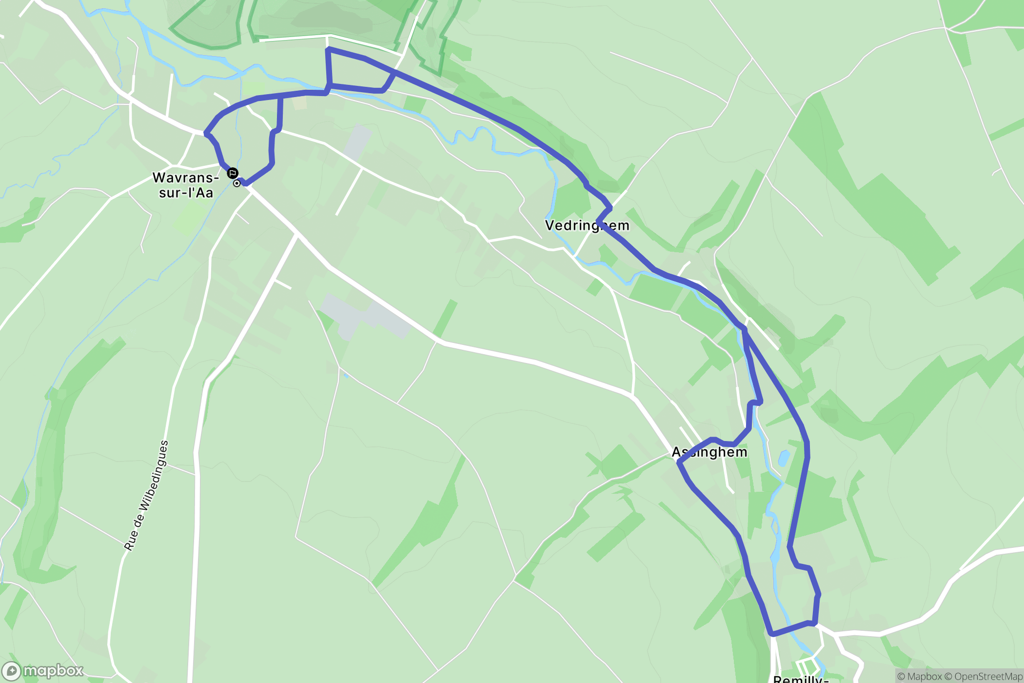 Wavrans-sur-l'Aa : carte du parcours de randonnée - France