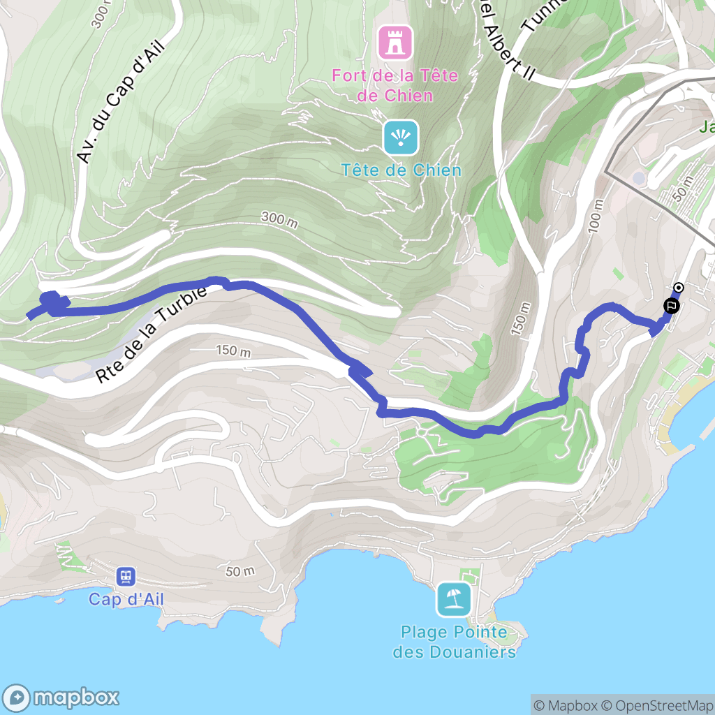 Cap-d'Ail : carte du parcours de randonnée - France