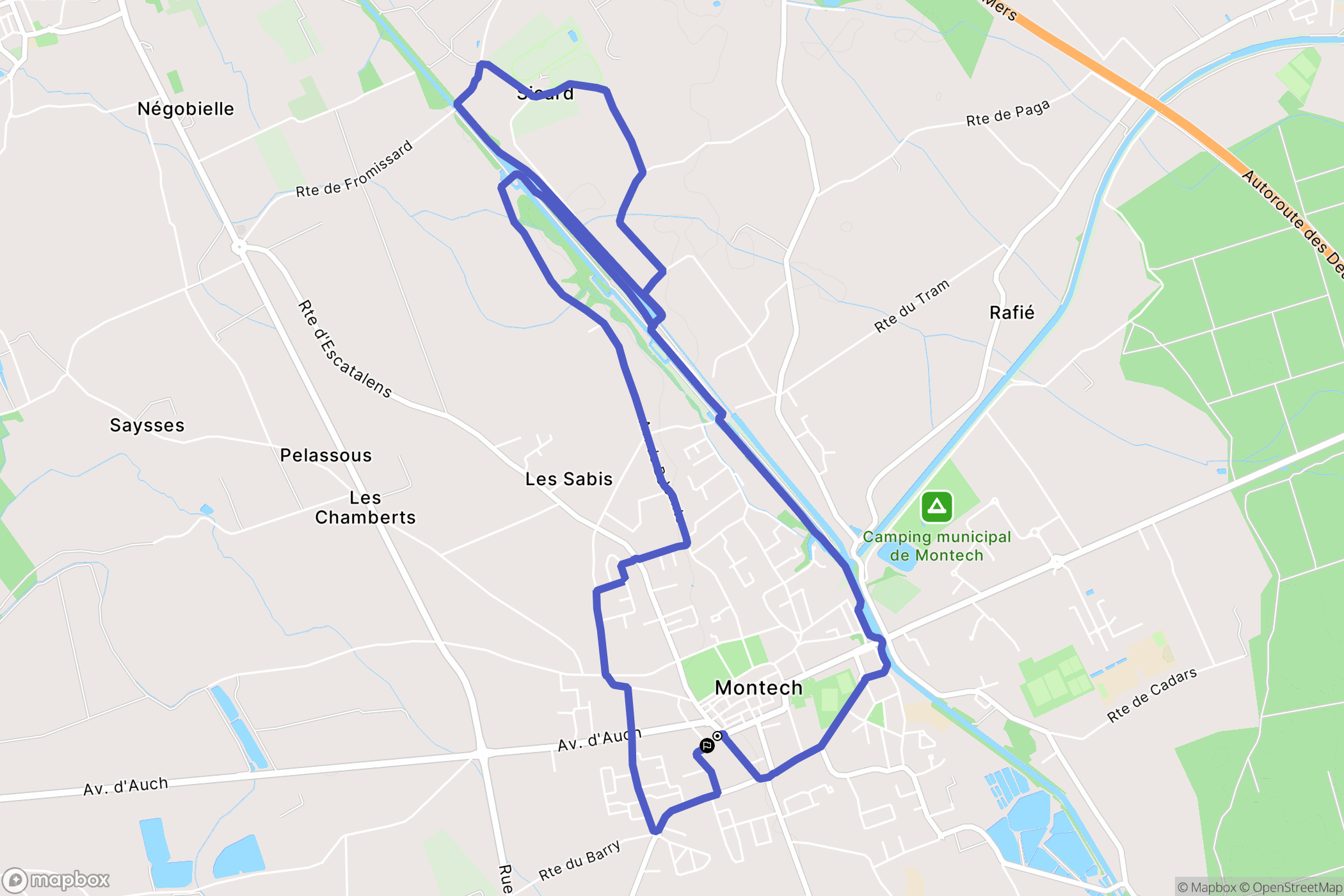 Montech : carte du parcours de randonnée - France
