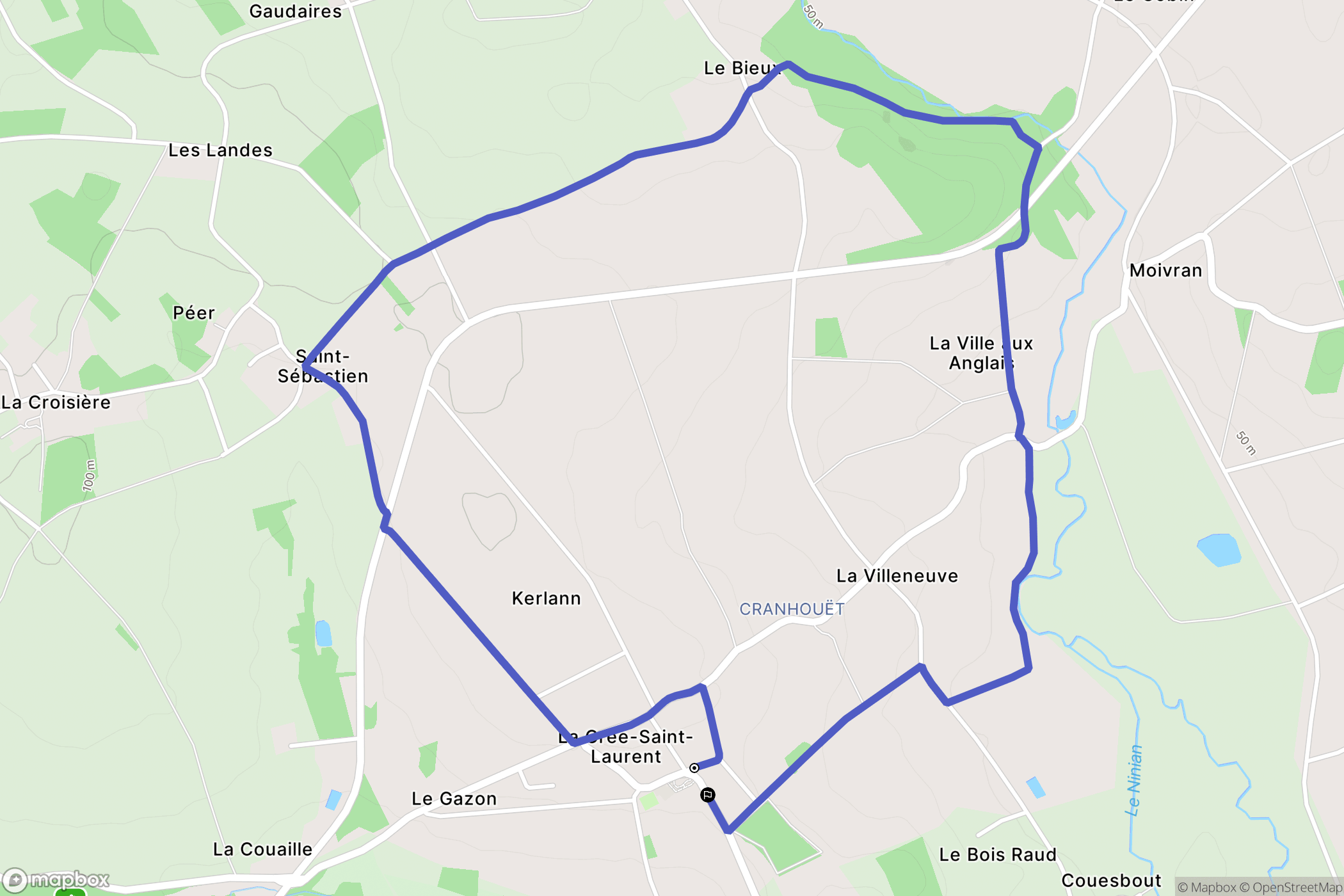 La Grée-Saint-Laurent : carte du parcours de randonnée - France