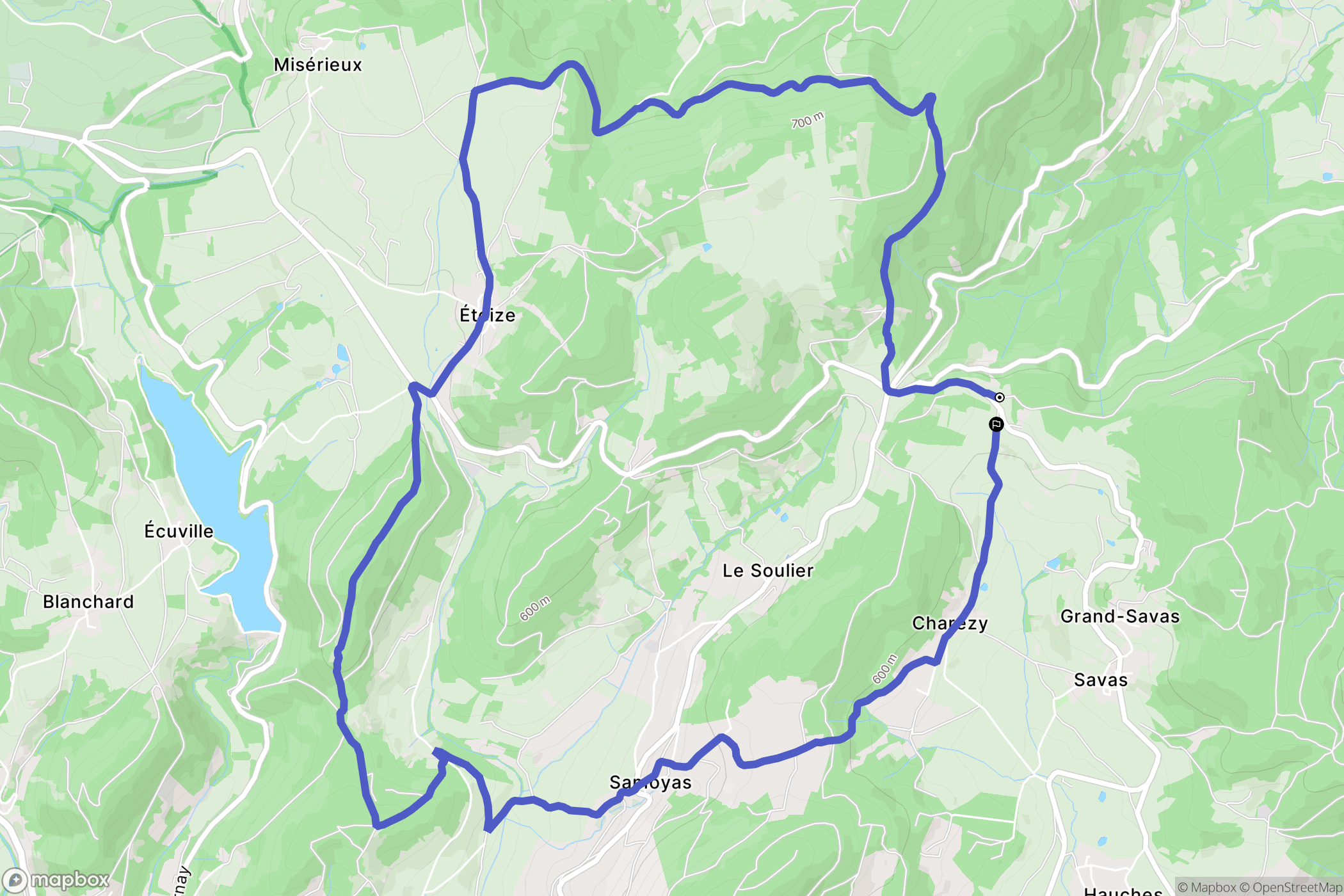 Félines : carte du parcours de randonnée - France