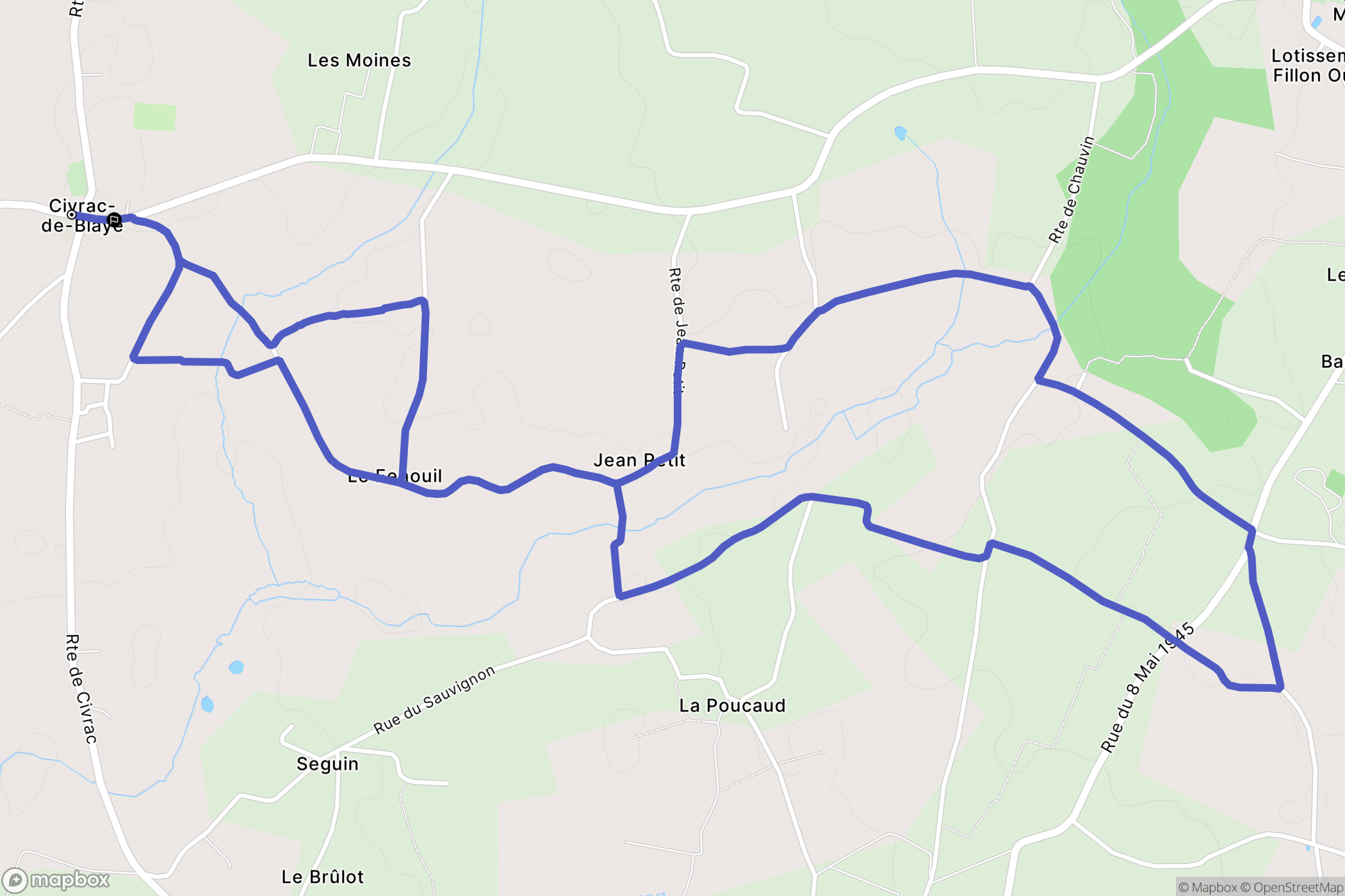 Civrac-de-Blaye : carte du parcours de randonnée - France