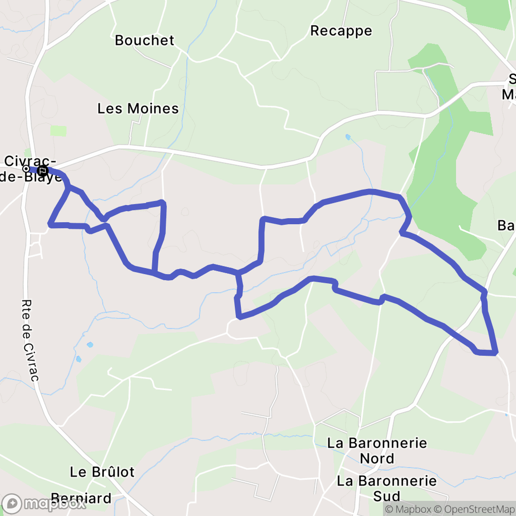 Civrac-de-Blaye : carte du parcours de randonnée - France