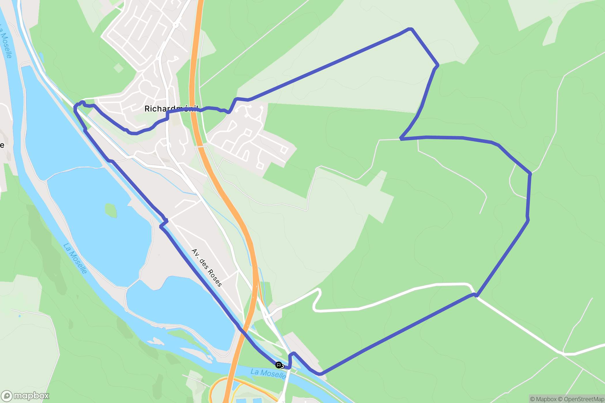 Flavigny-sur-Moselle : carte du parcours de randonnée - France