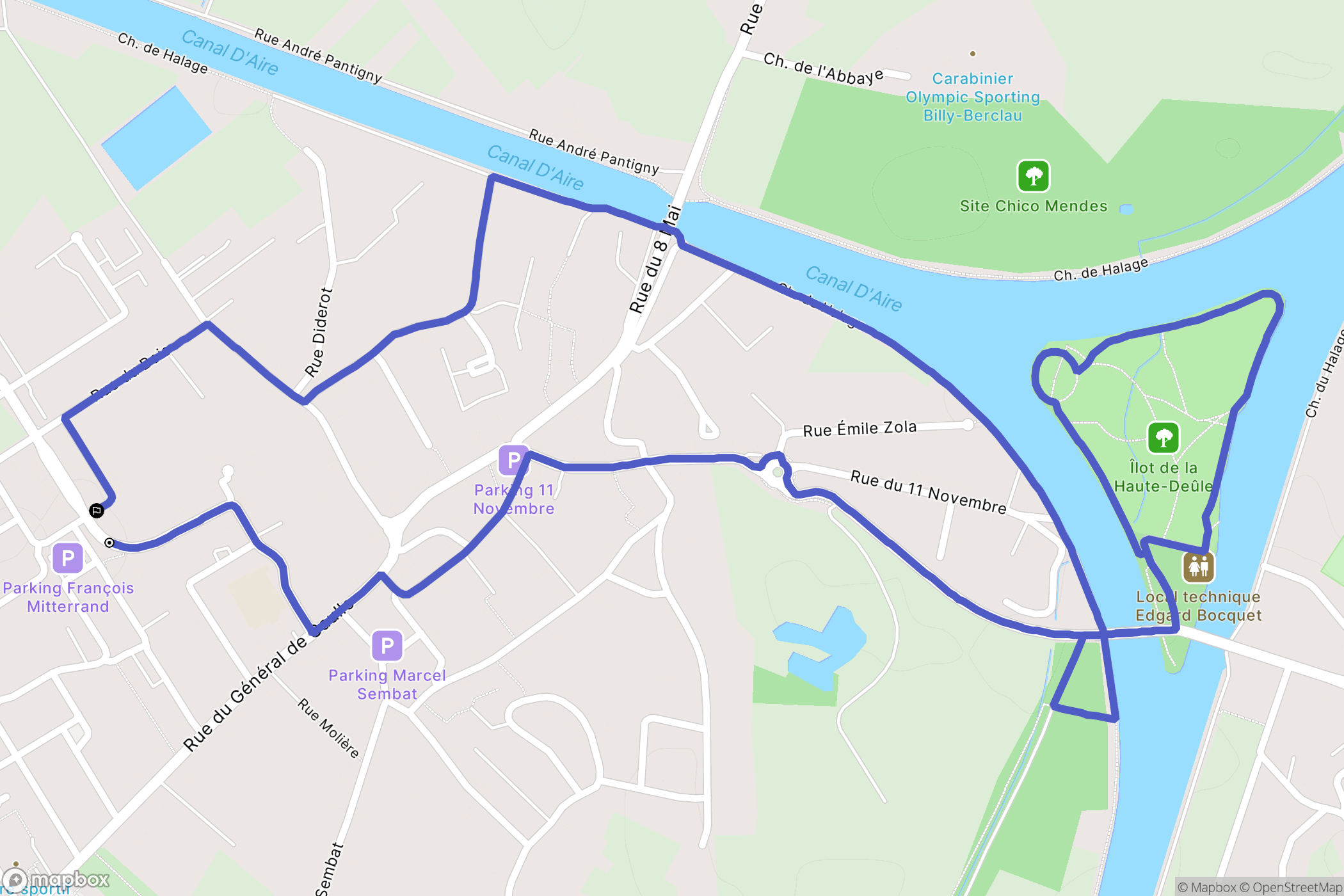 Billy-Berclau : carte du parcours de randonnée - France
