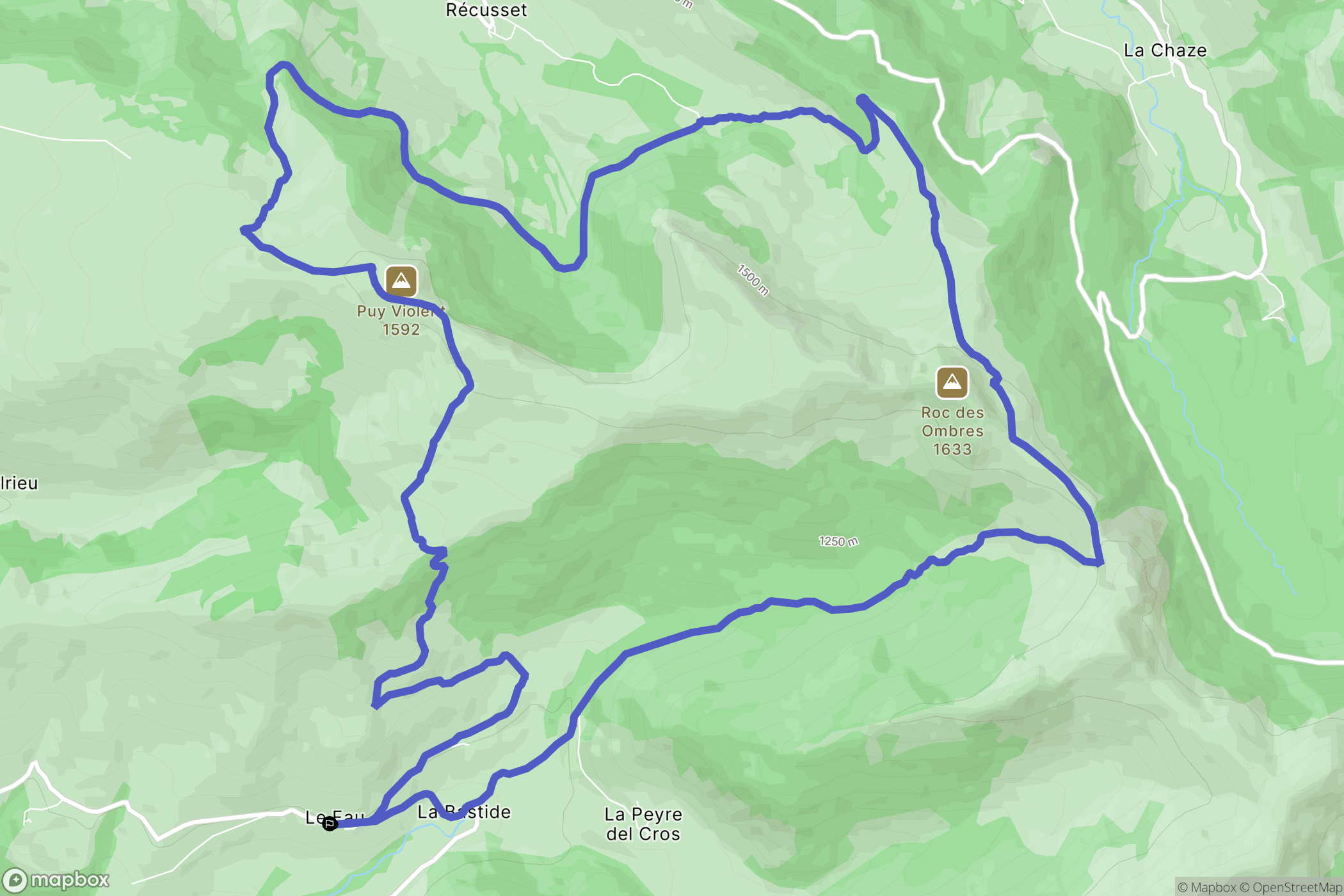 Le Fau : carte du parcours de randonnée - France