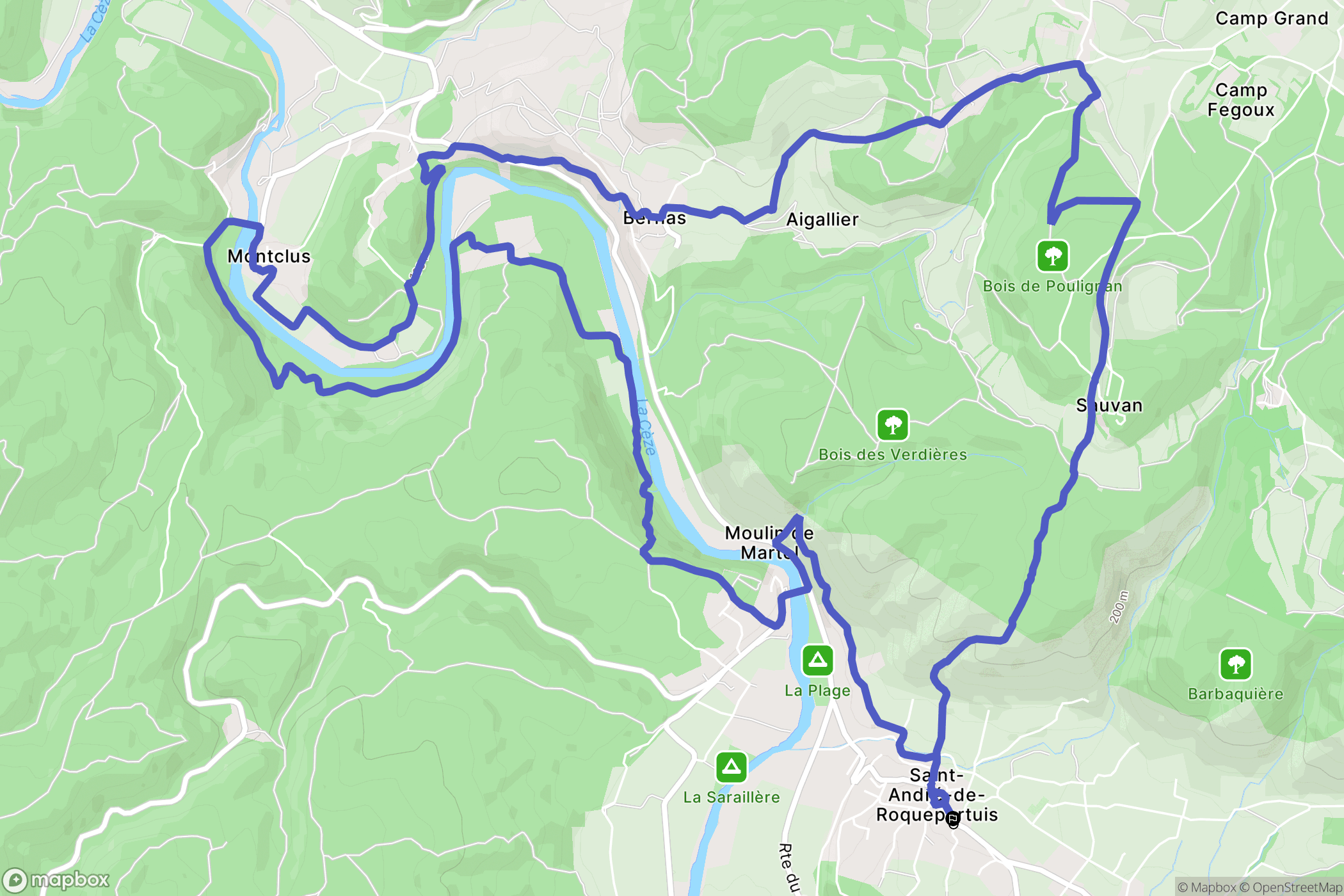 Saint-André-de-Roquepertuis : carte du parcours de randonnée - France