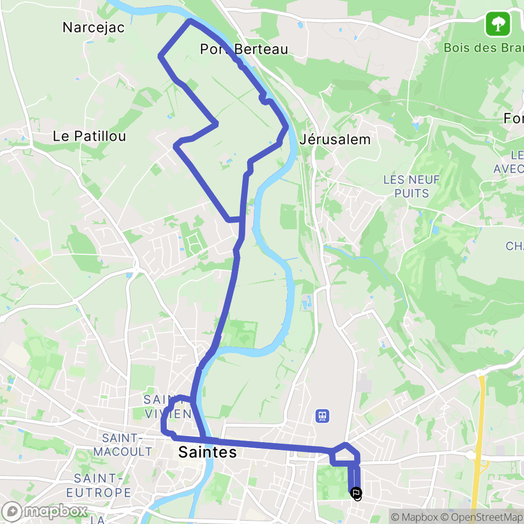 Saintes : carte du parcours de randonnée - France