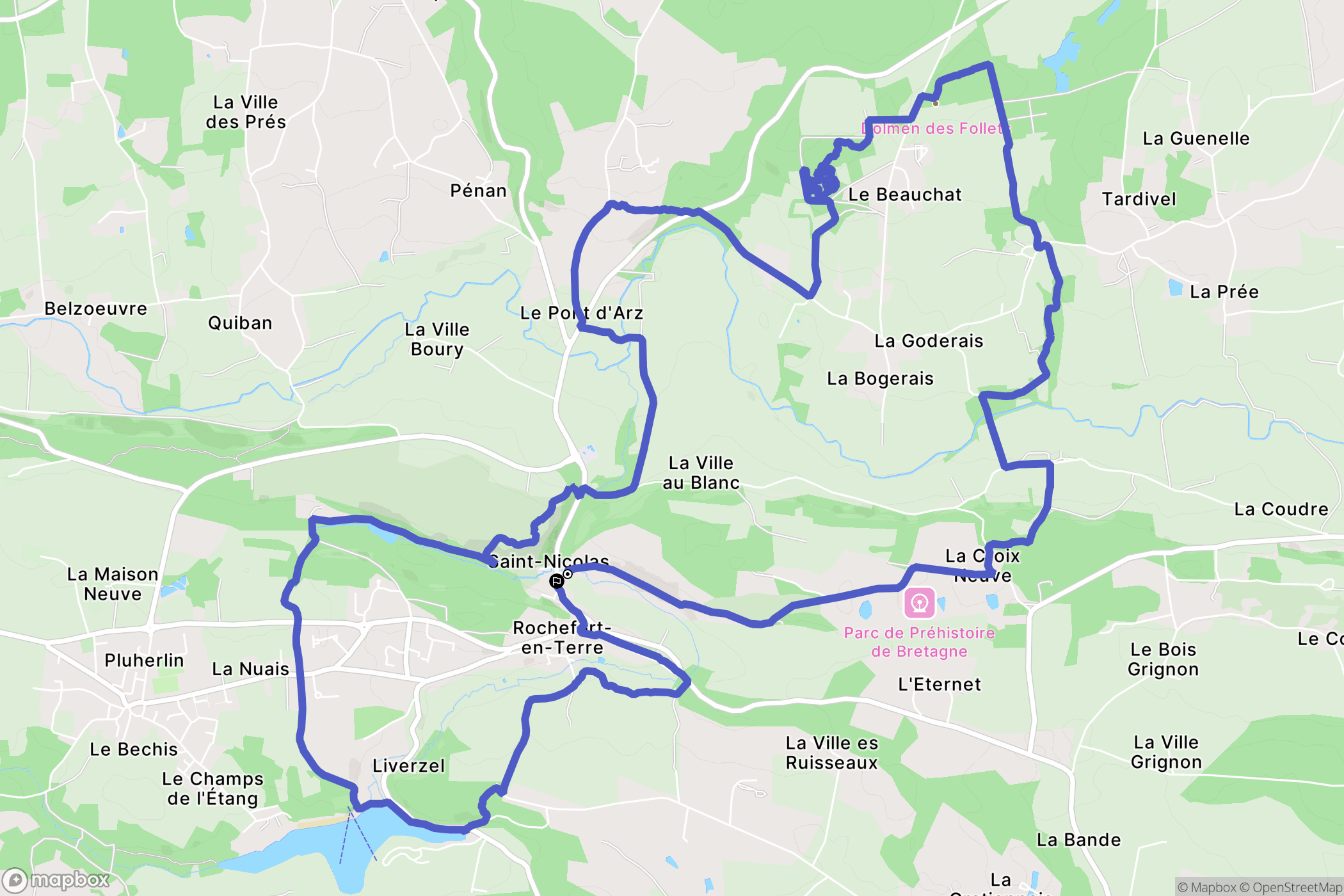 Rochefort-en-Terre : carte du parcours de randonnée - France