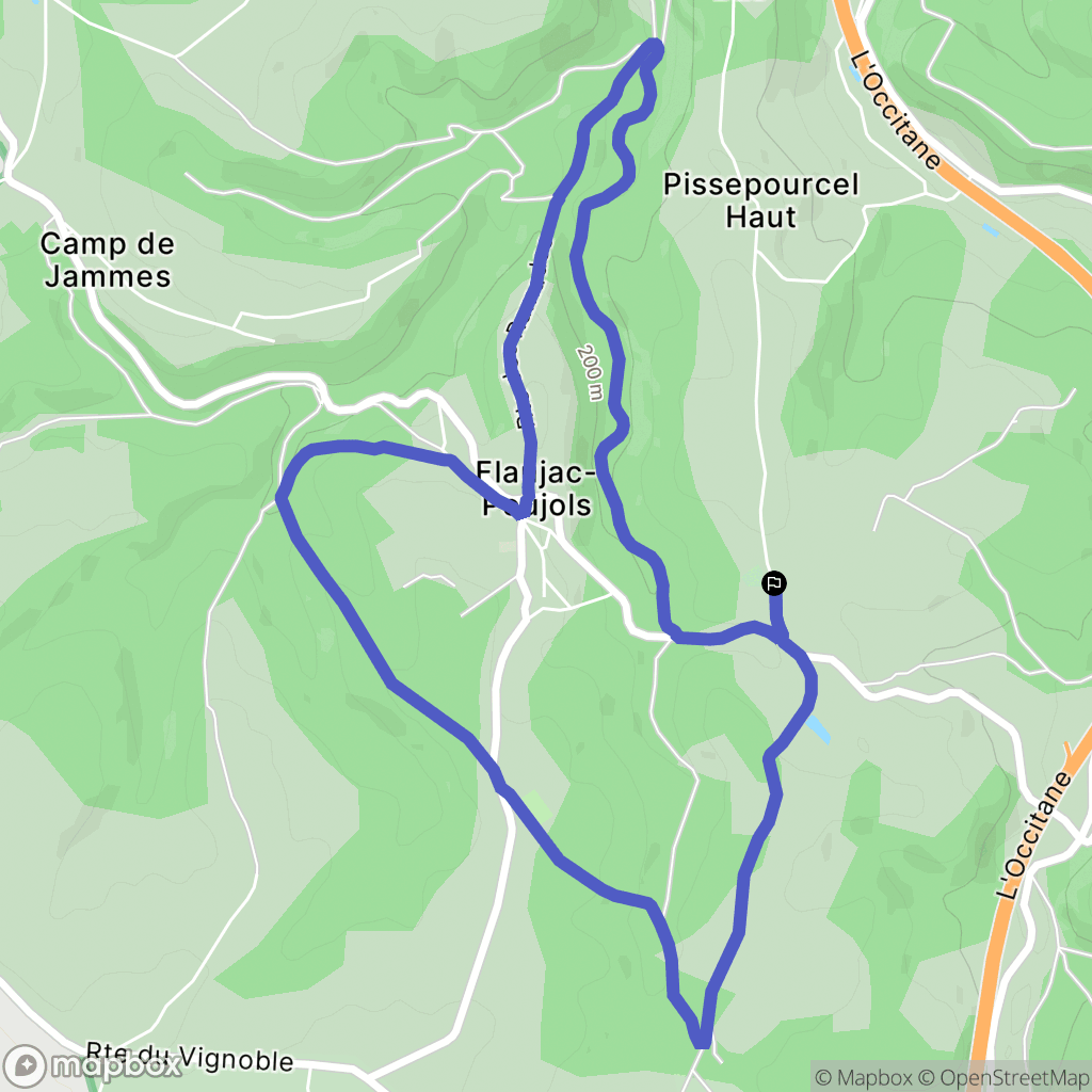 Flaujac-Poujols : carte du parcours de randonnée - France