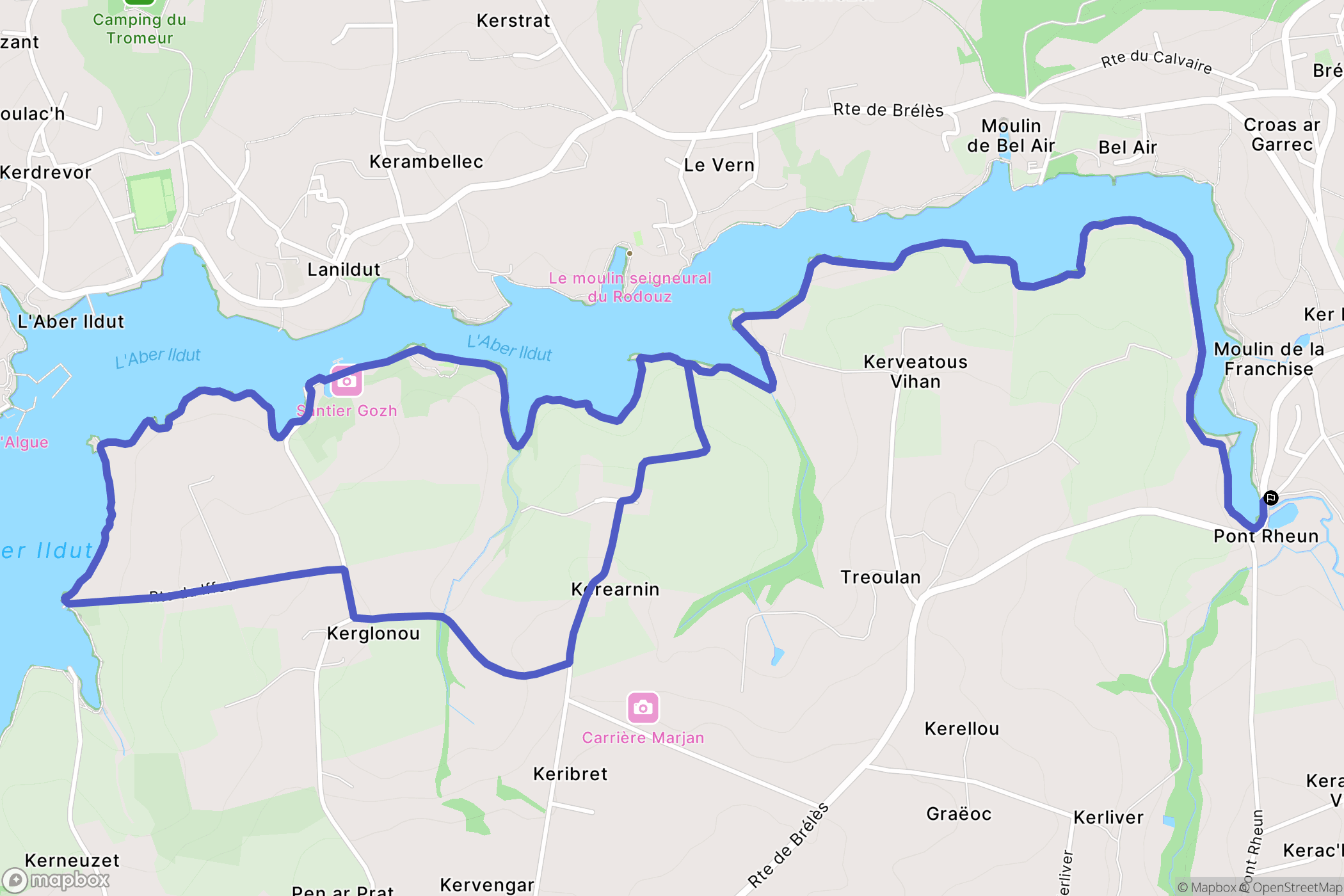 Brélès : carte du parcours de randonnée - France