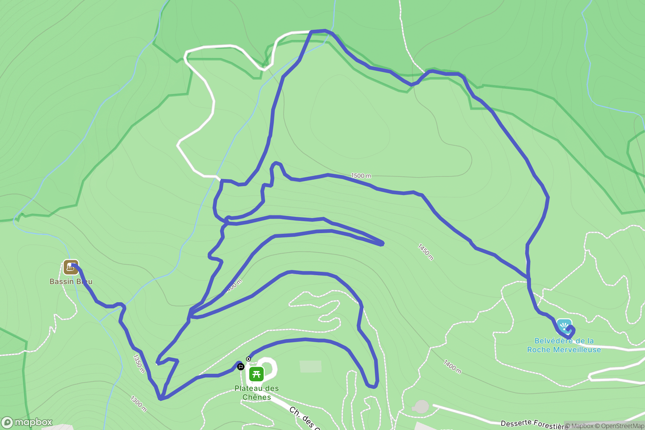 Cilaos : carte du parcours de randonnée - France