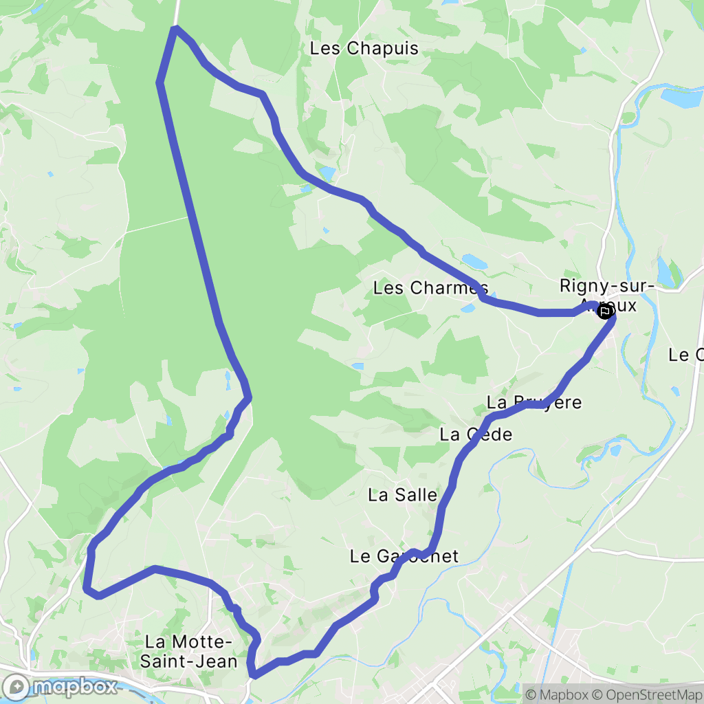 Rigny-sur-Arroux : carte du parcours de randonnée - France