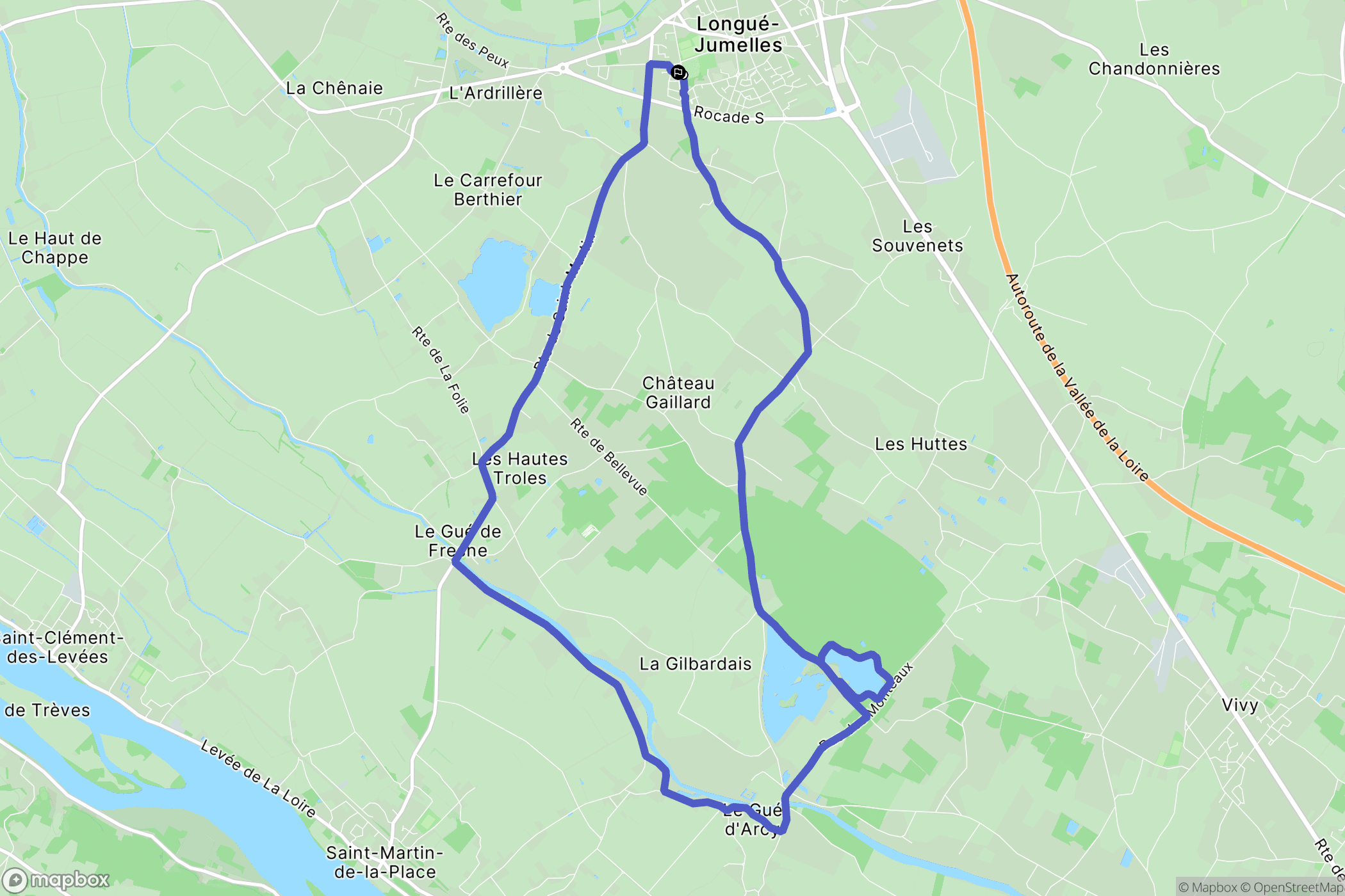 Longué-Jumelles : carte du parcours de randonnée - France