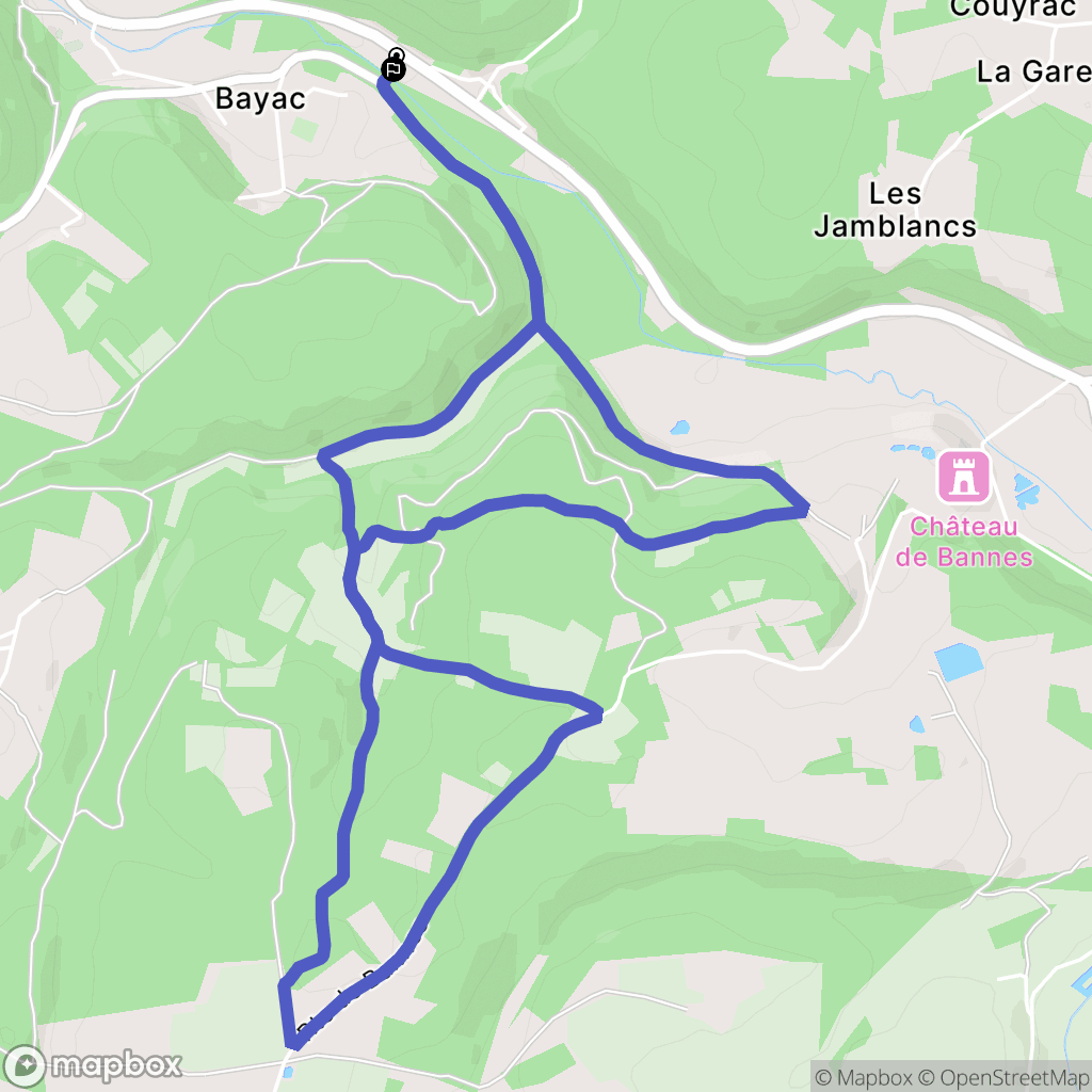 Bayac : carte du parcours de randonnée - France
