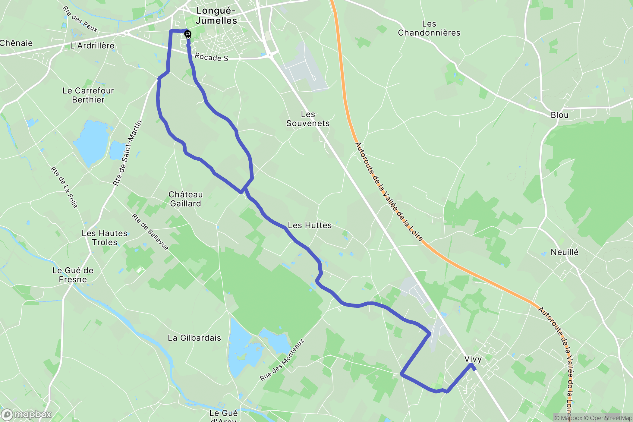Longué-Jumelles : carte du parcours de randonnée - France