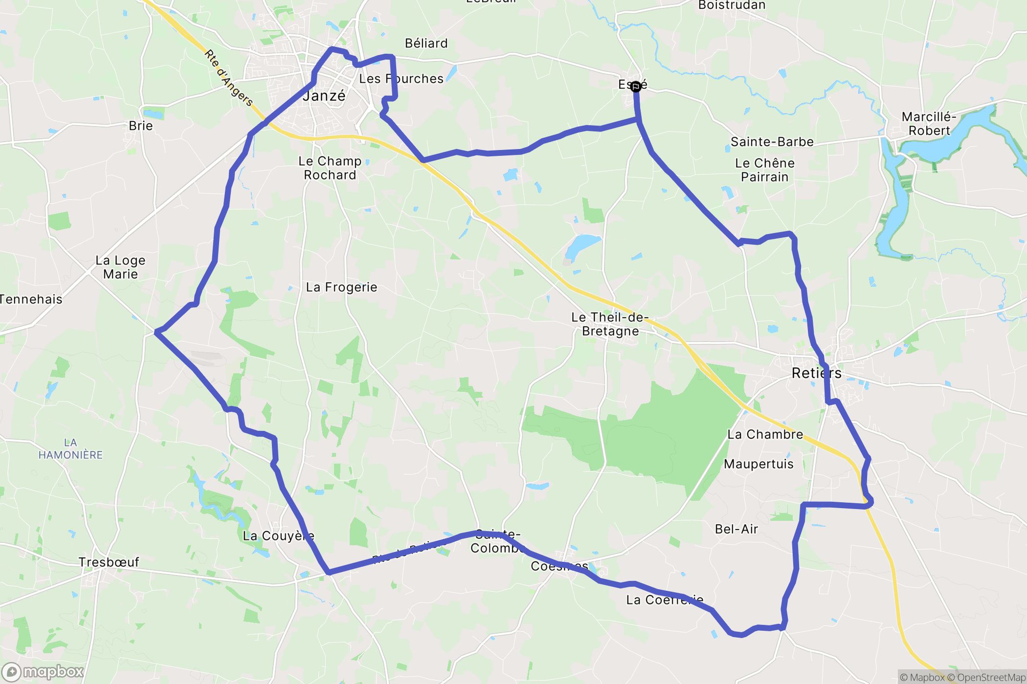 Essé : carte du parcours de randonnée - France