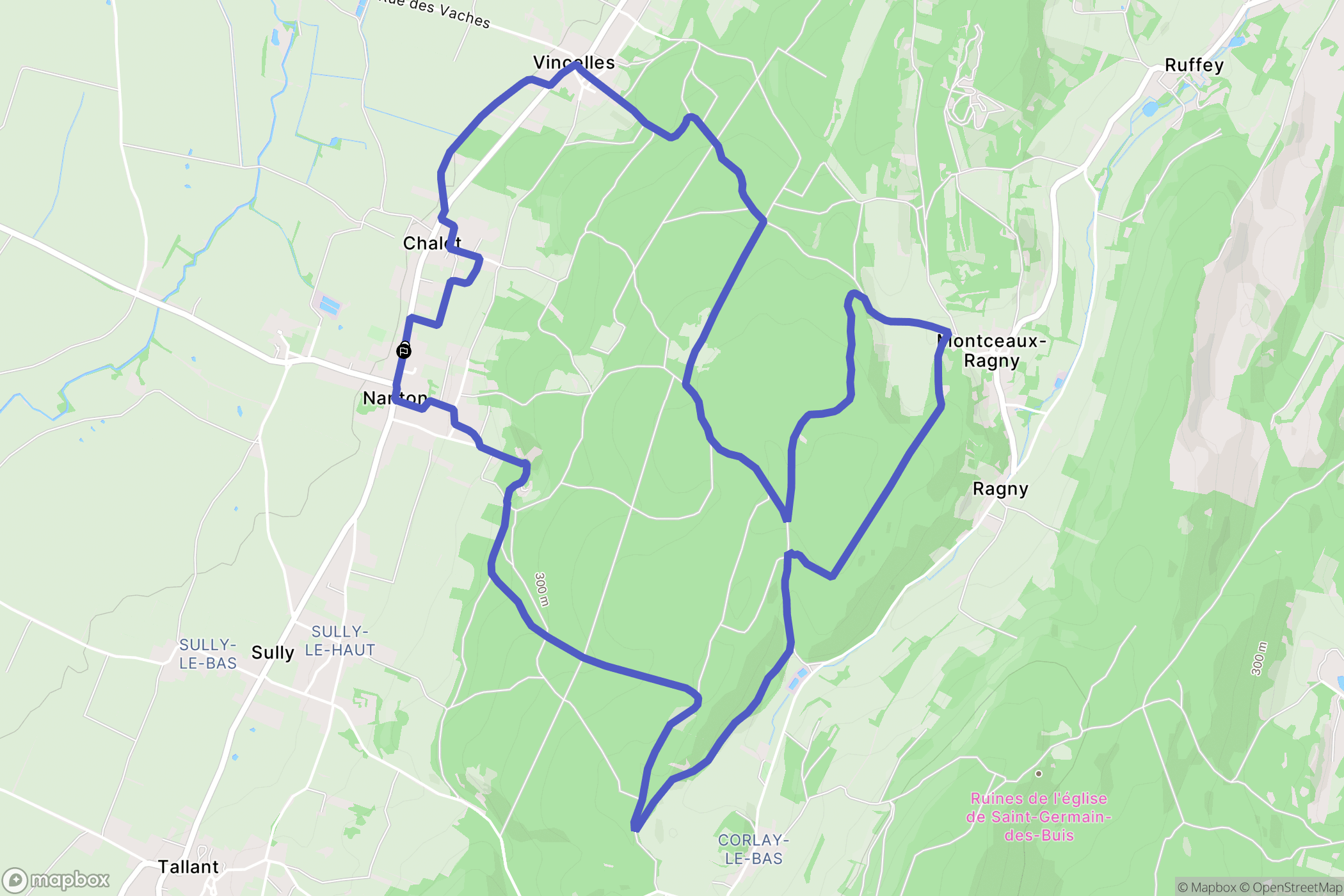 Nanton : carte du parcours de randonnée - France