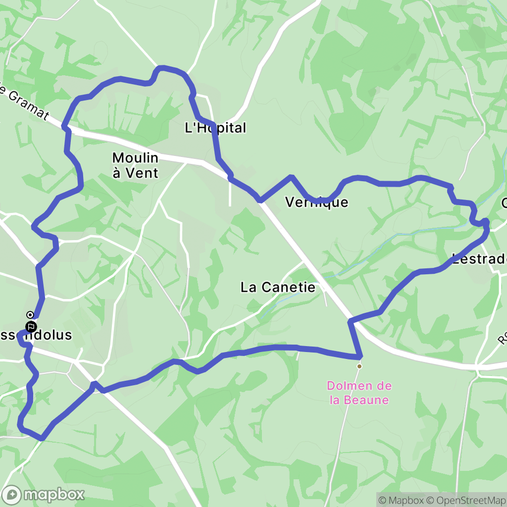 Issendolus : carte du parcours de randonnée - France
