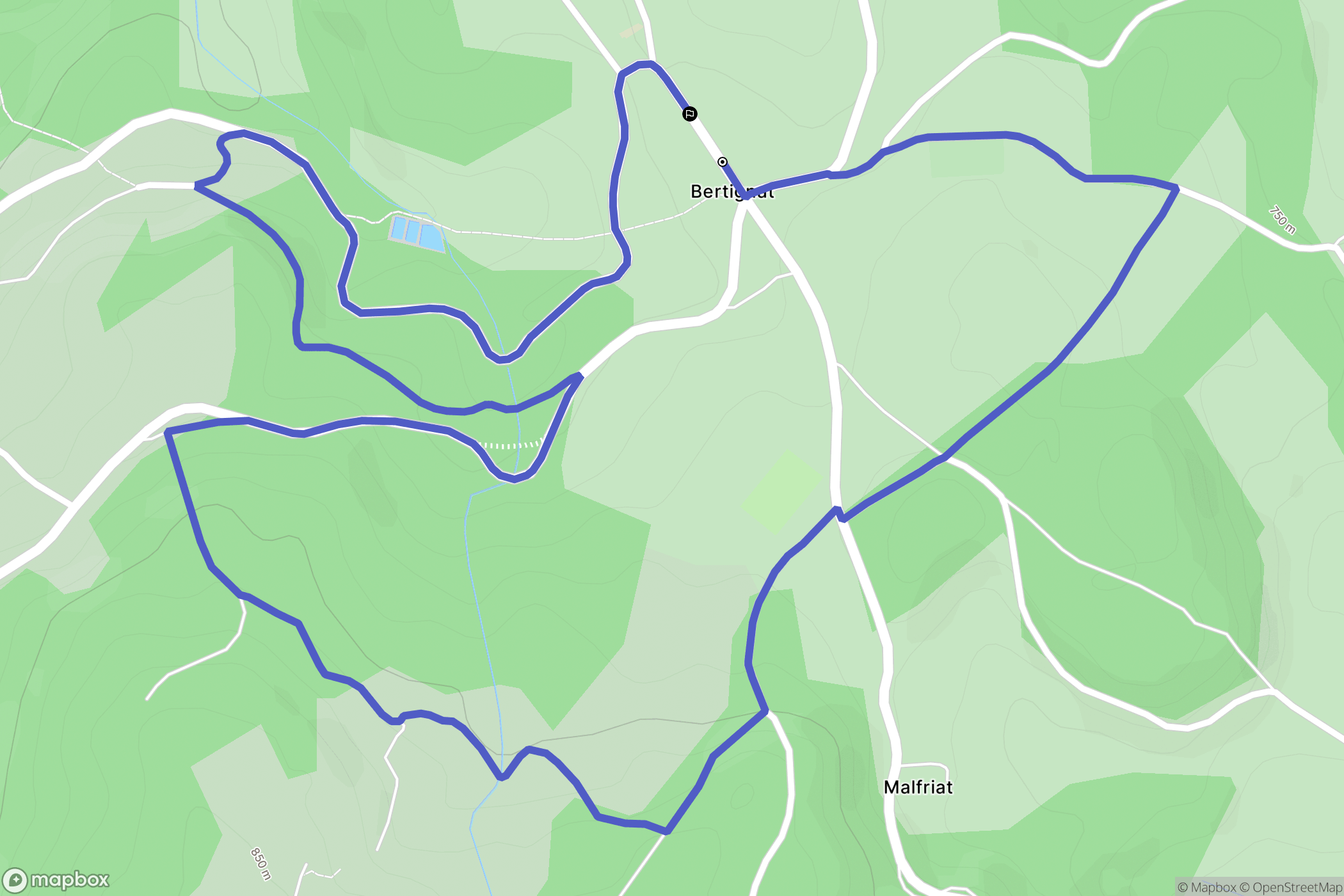 Bertignat : carte du parcours de randonnée - France