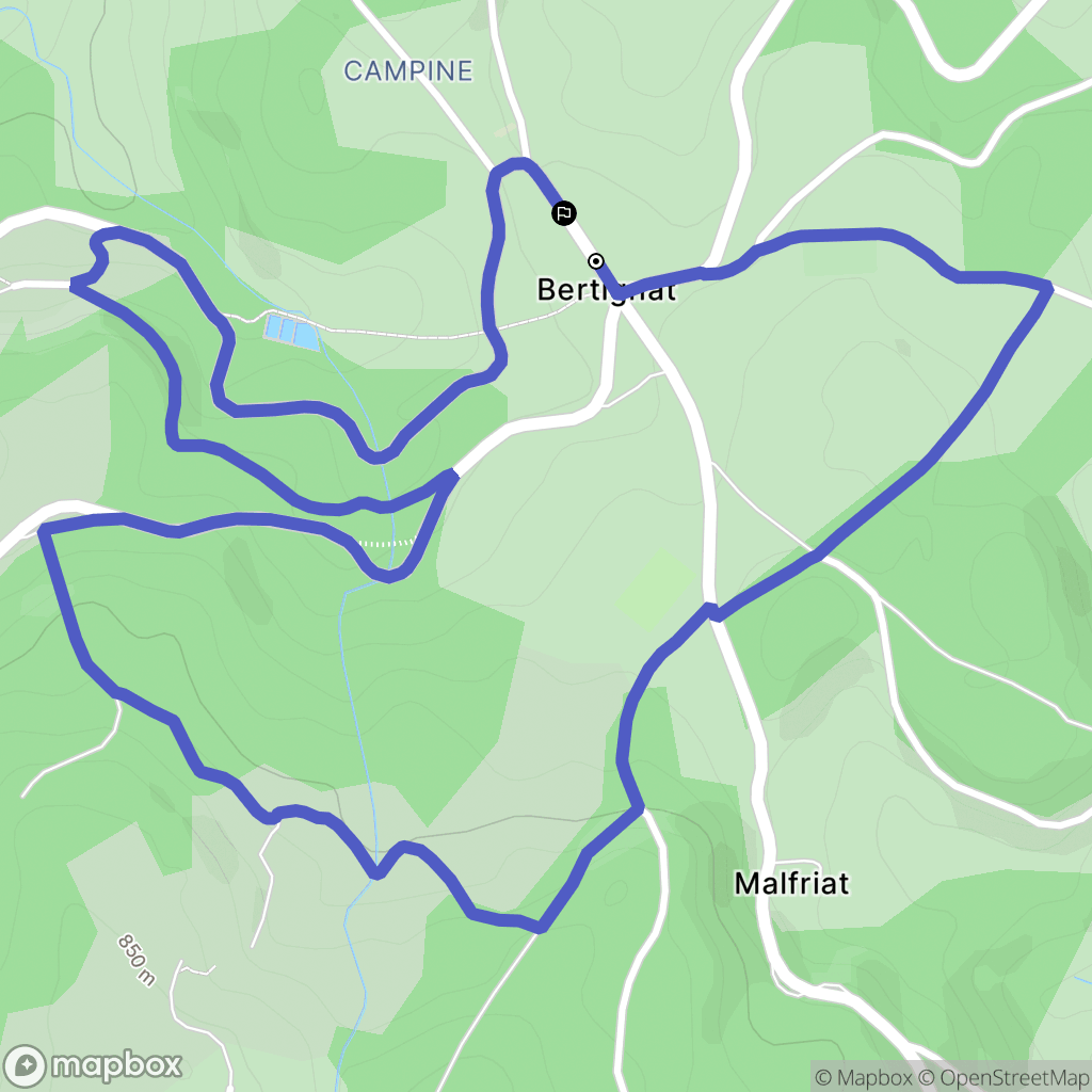 Bertignat : carte du parcours de randonnée - France