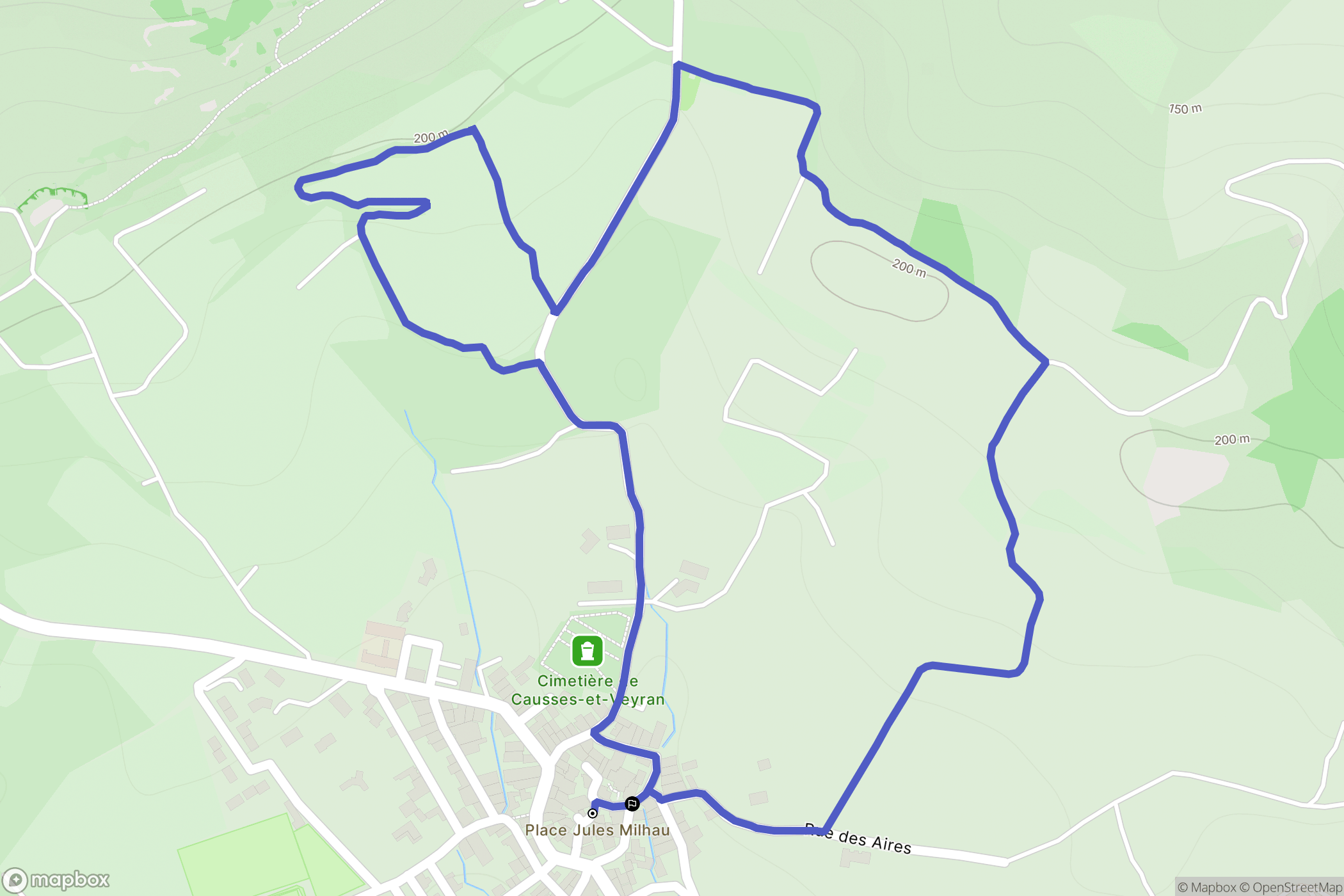Causses-et-Veyran : carte du parcours de randonnée - France