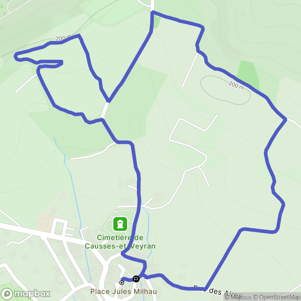 Causses-et-Veyran : carte du parcours de randonnée - France