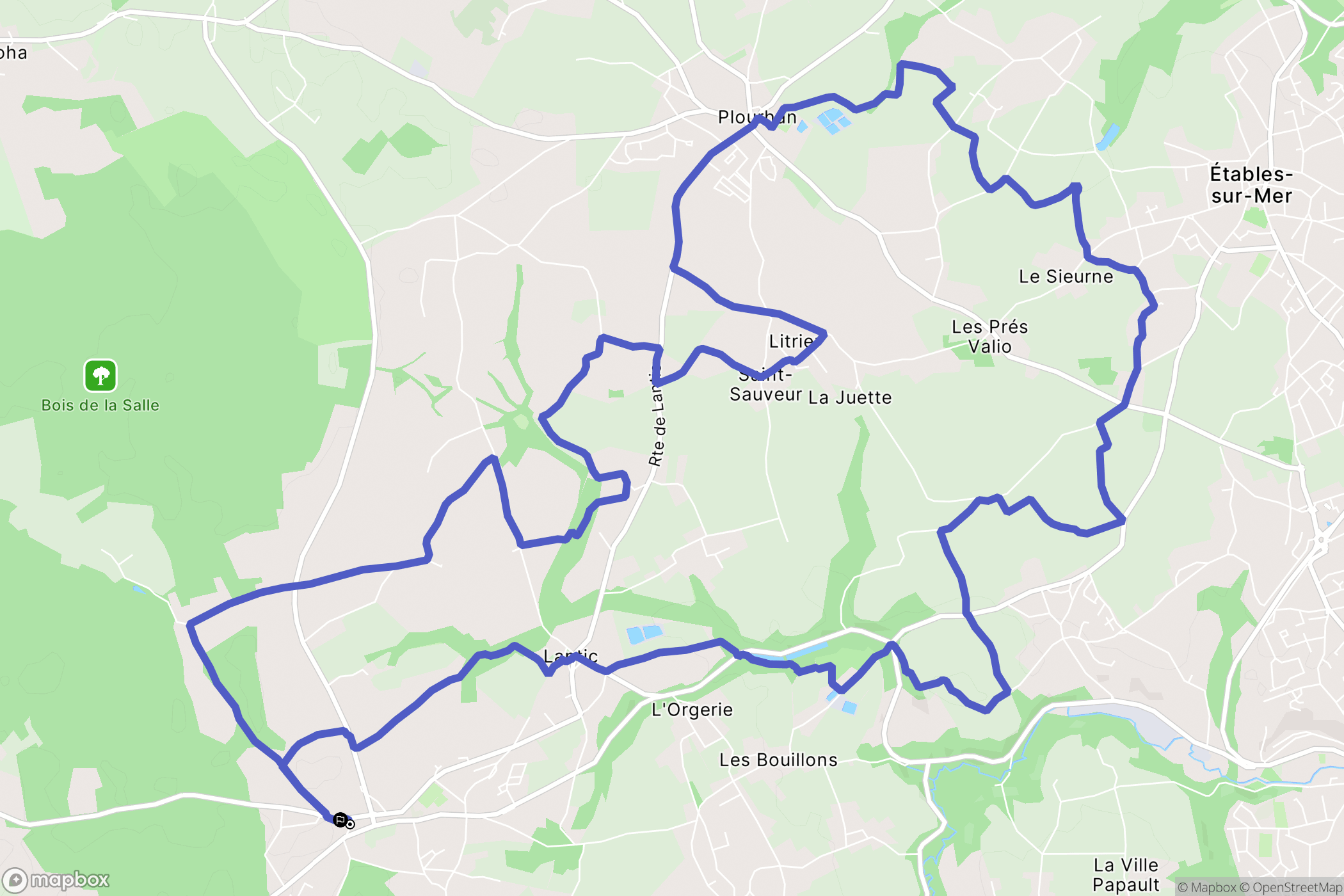 Lantic : carte du parcours de randonnée - France