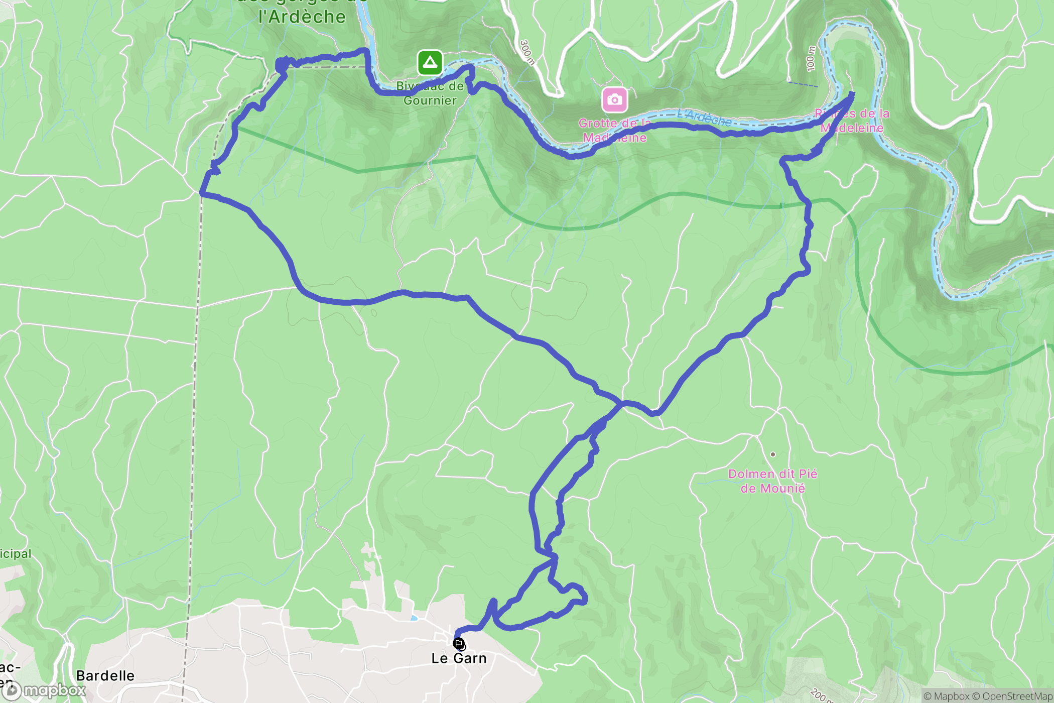Le Garn : carte du parcours de randonnée - France