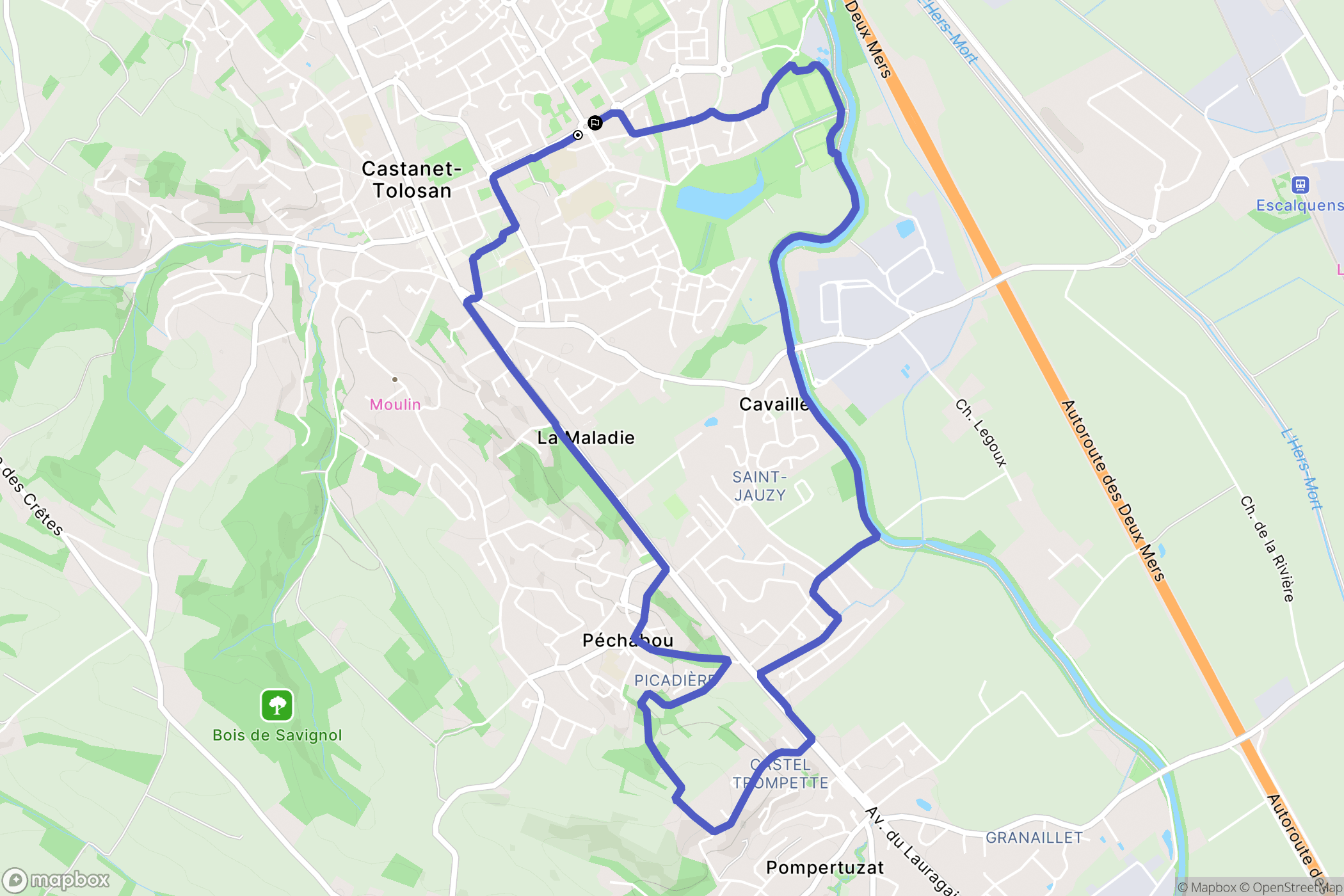 Castanet-Tolosan : carte du parcours de randonnée - France
