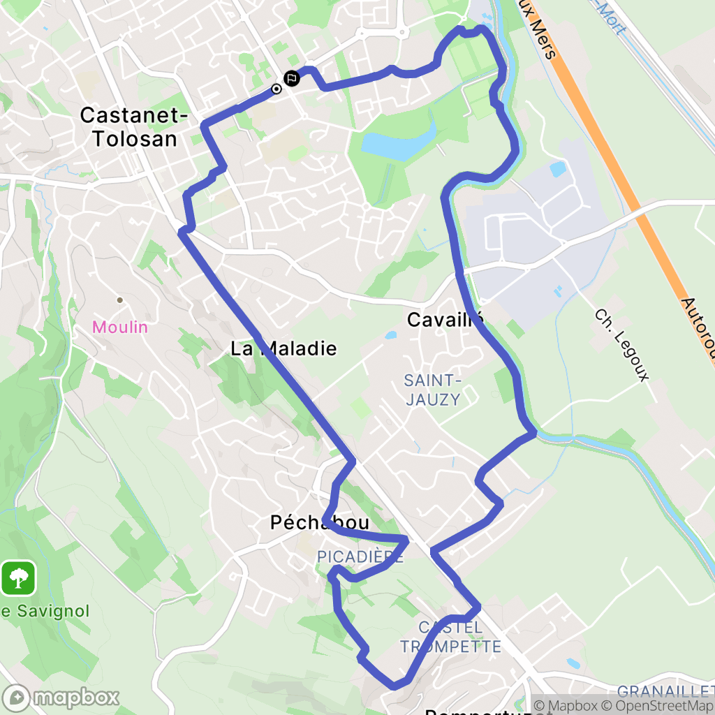 Castanet-Tolosan : carte du parcours de randonnée - France