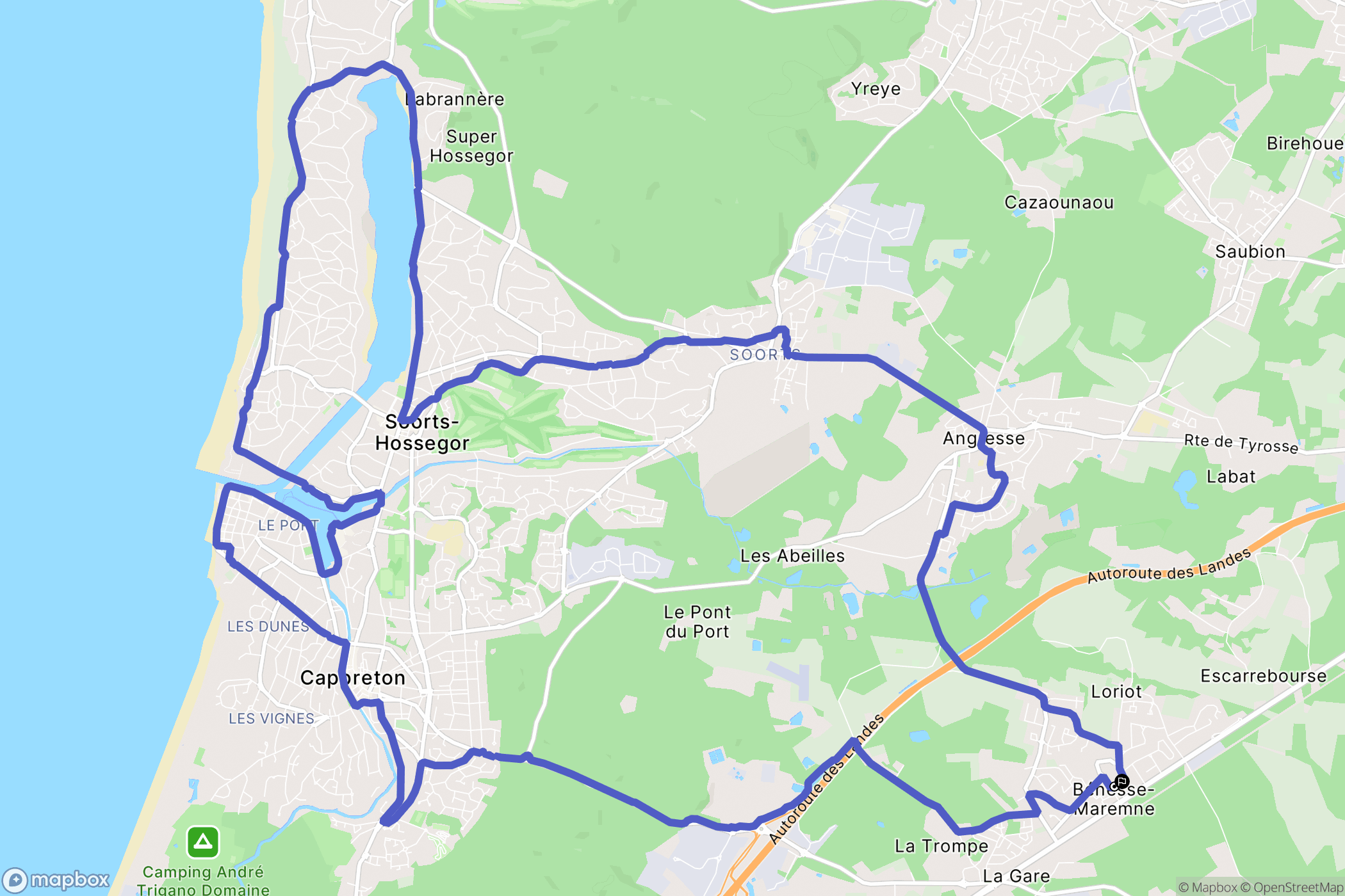 Bénesse-Maremne : carte du parcours de randonnée - France